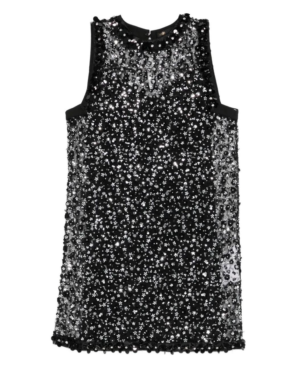Maje Black Floral Sequin Dress