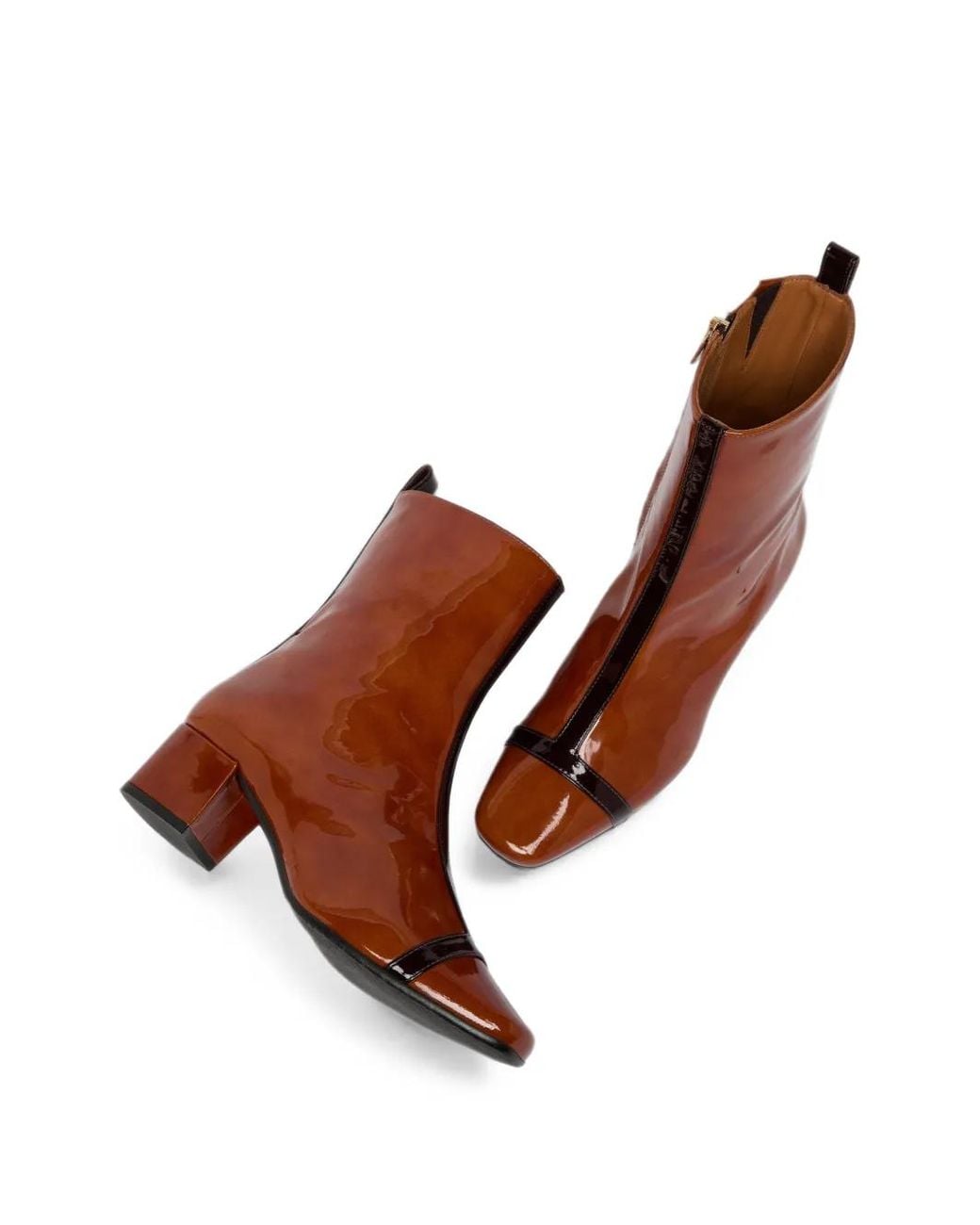 CAREL PARIS Brown Bottines Audrey En Cuir De Veau Verni