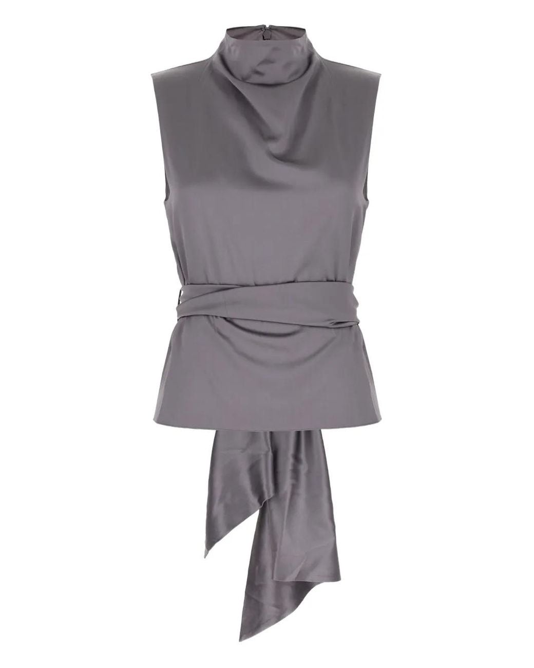 Danamé Gray Tiffany Tie Blouse