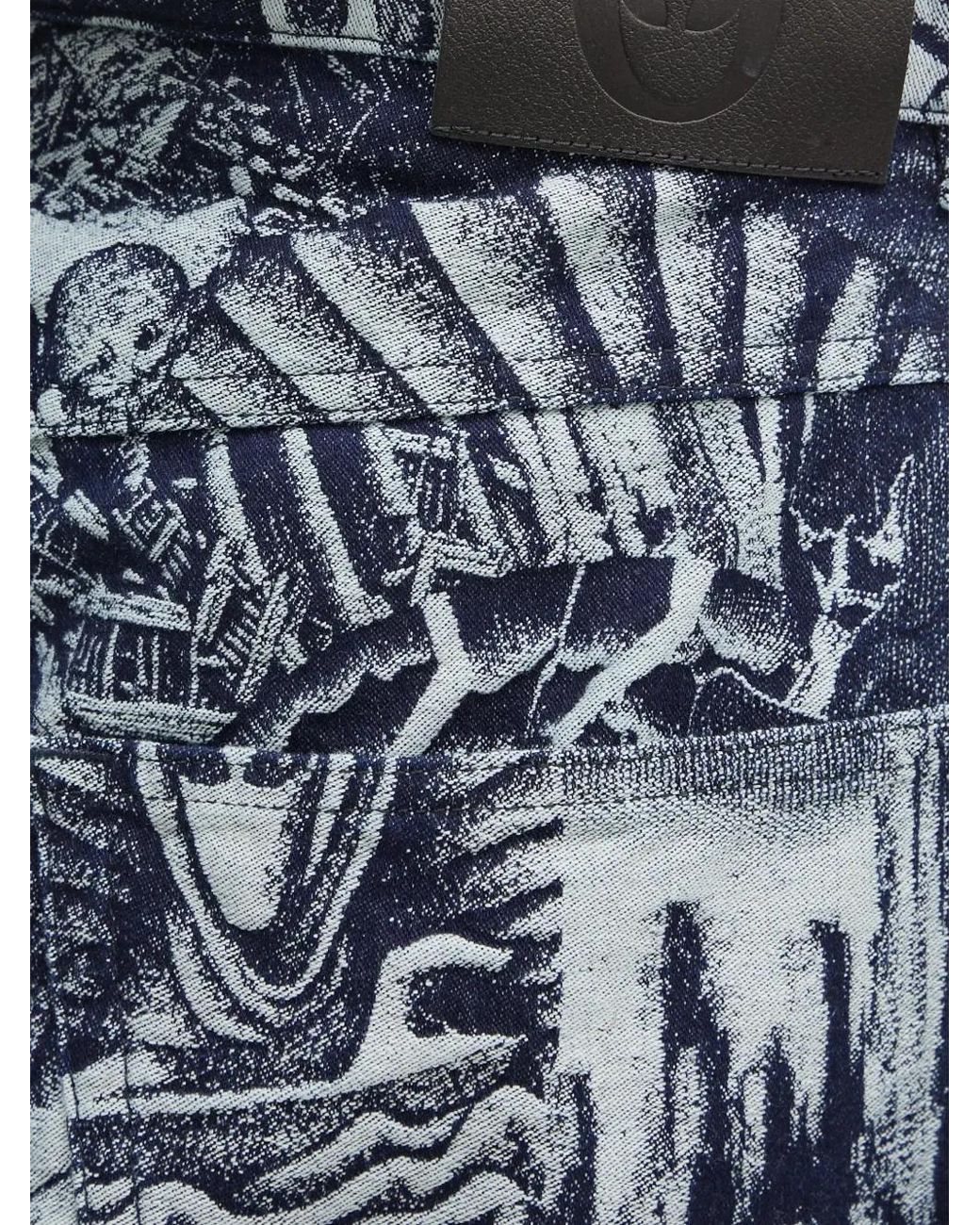 Aries Blue Graphic-Print Jeans