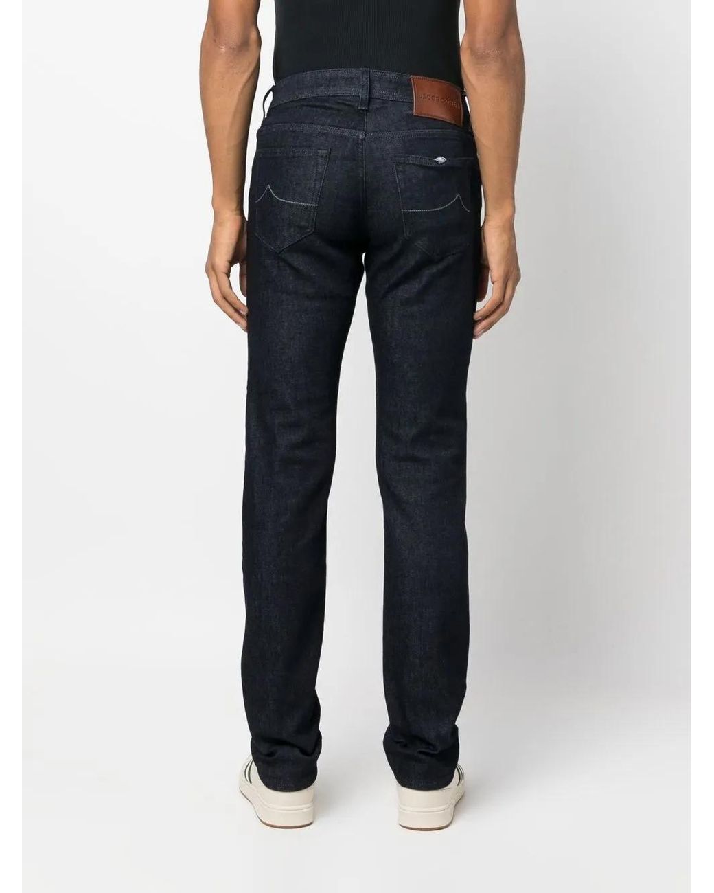 Jacob Cohen Blue Embroidered-Logo Straight-Leg Jeans for men