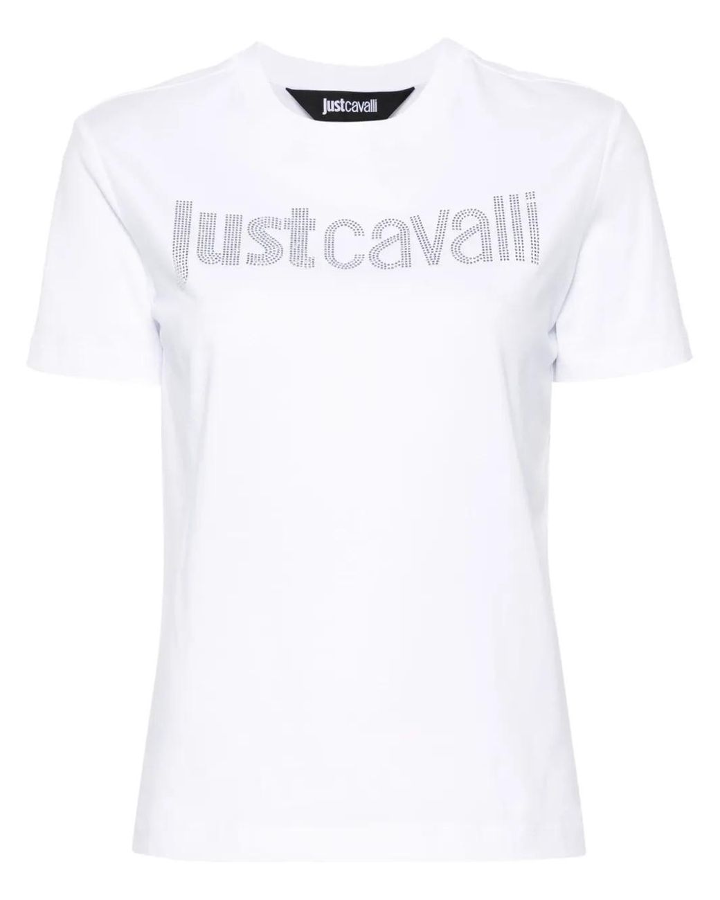 Just Cavalli White Logo-Embellished Cotton T-Shirt