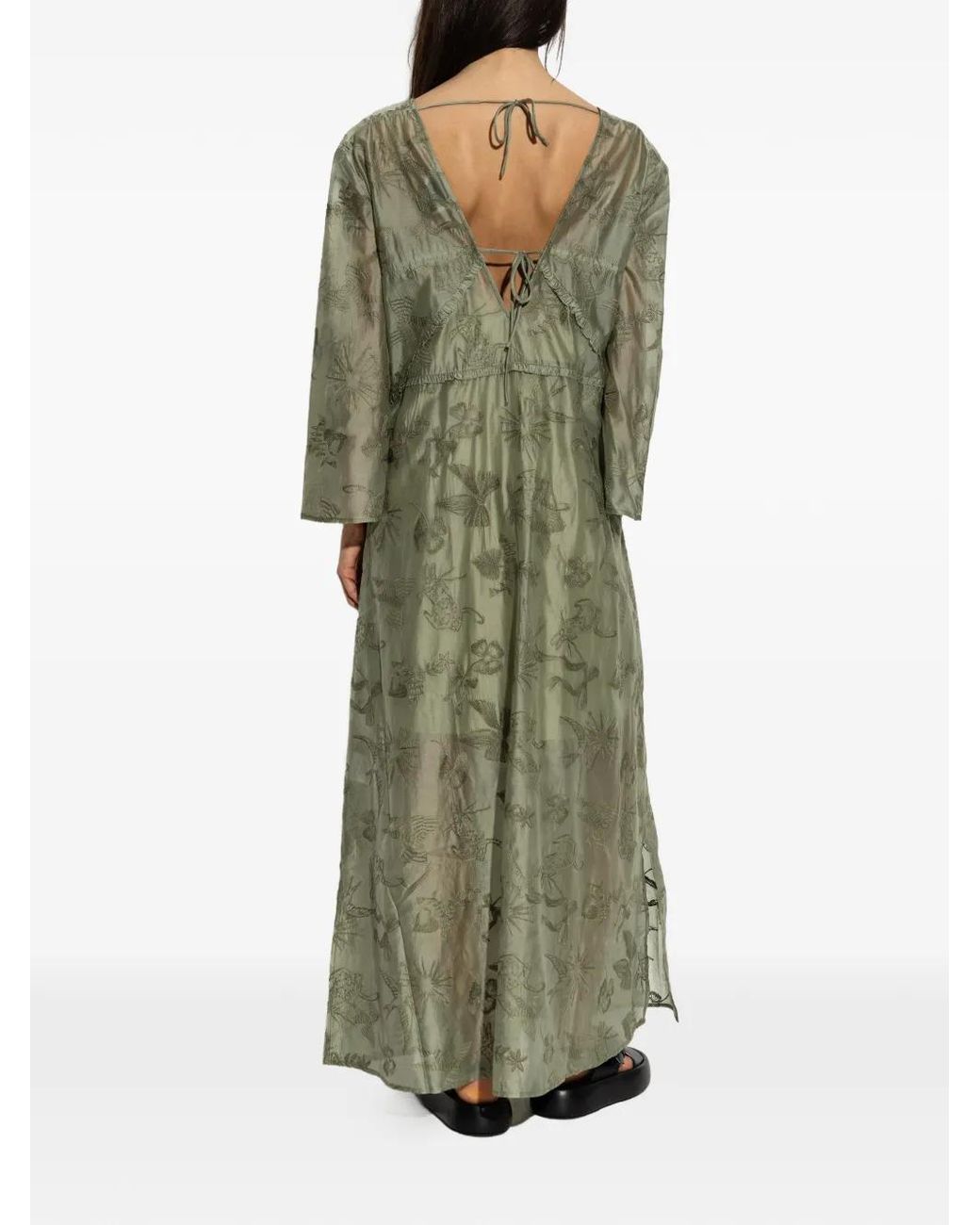 Munthe Green Boris Embroidered Maxi Dress