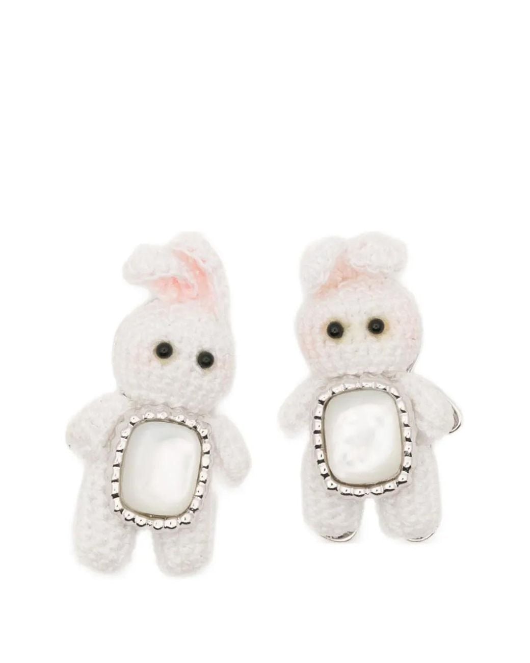 YVMIN White Bunny-Motif Sterling Earrings