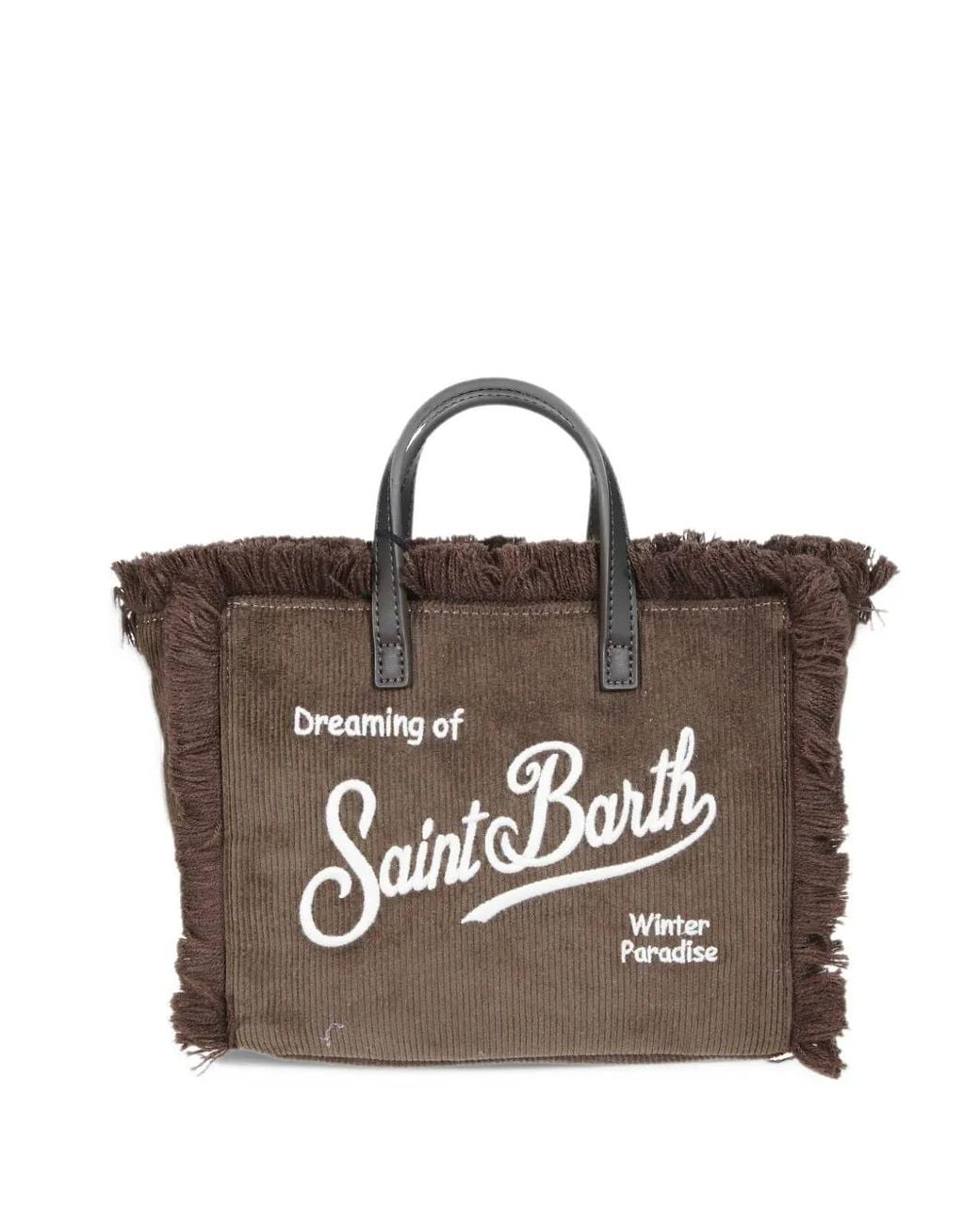 Mc2 Saint Barth Brown Vanity Mini Fringed Corduroy Tote Bag