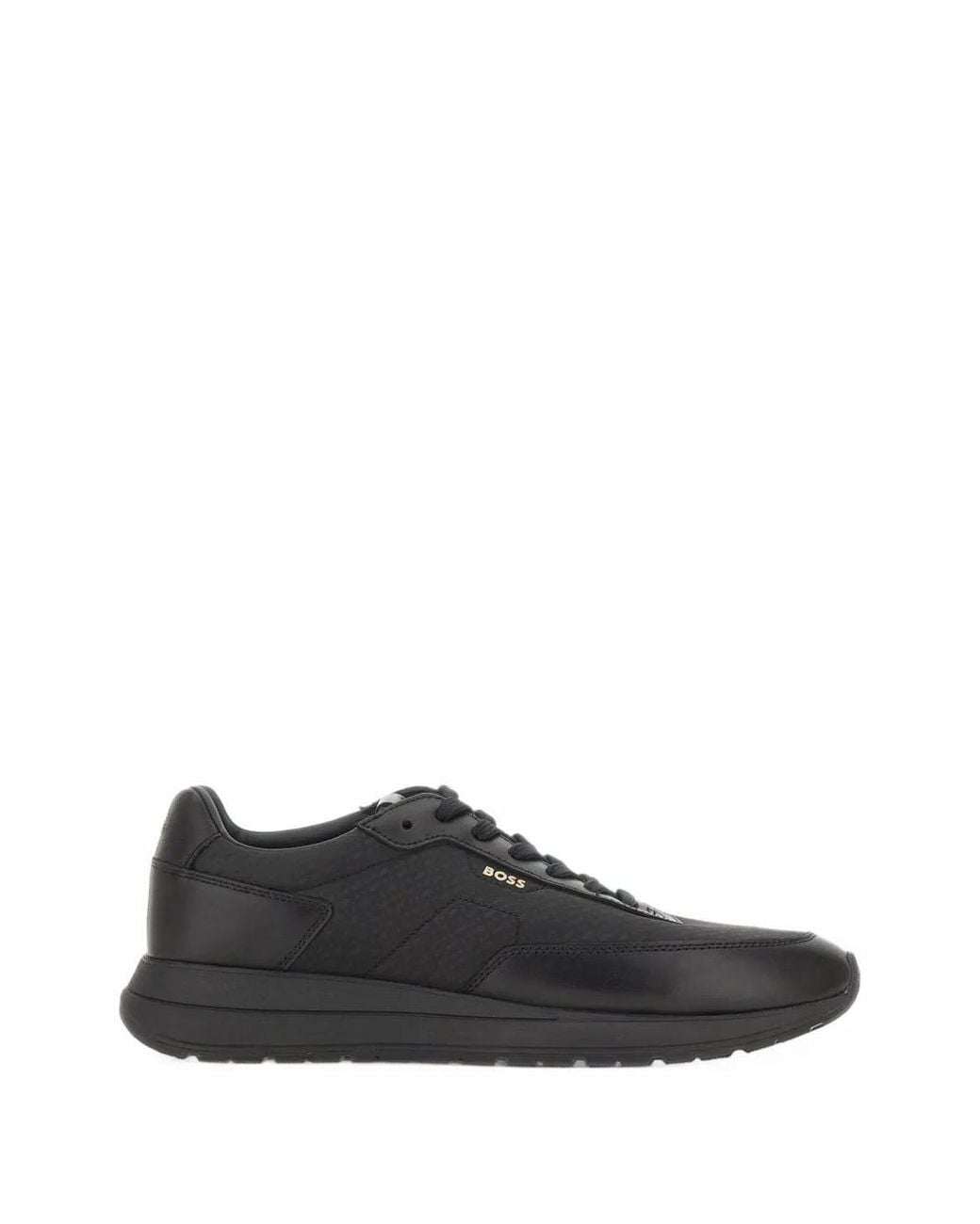 Boss Black Monogram Sneakers With Leather Trim And Eva Rubber Sole for men