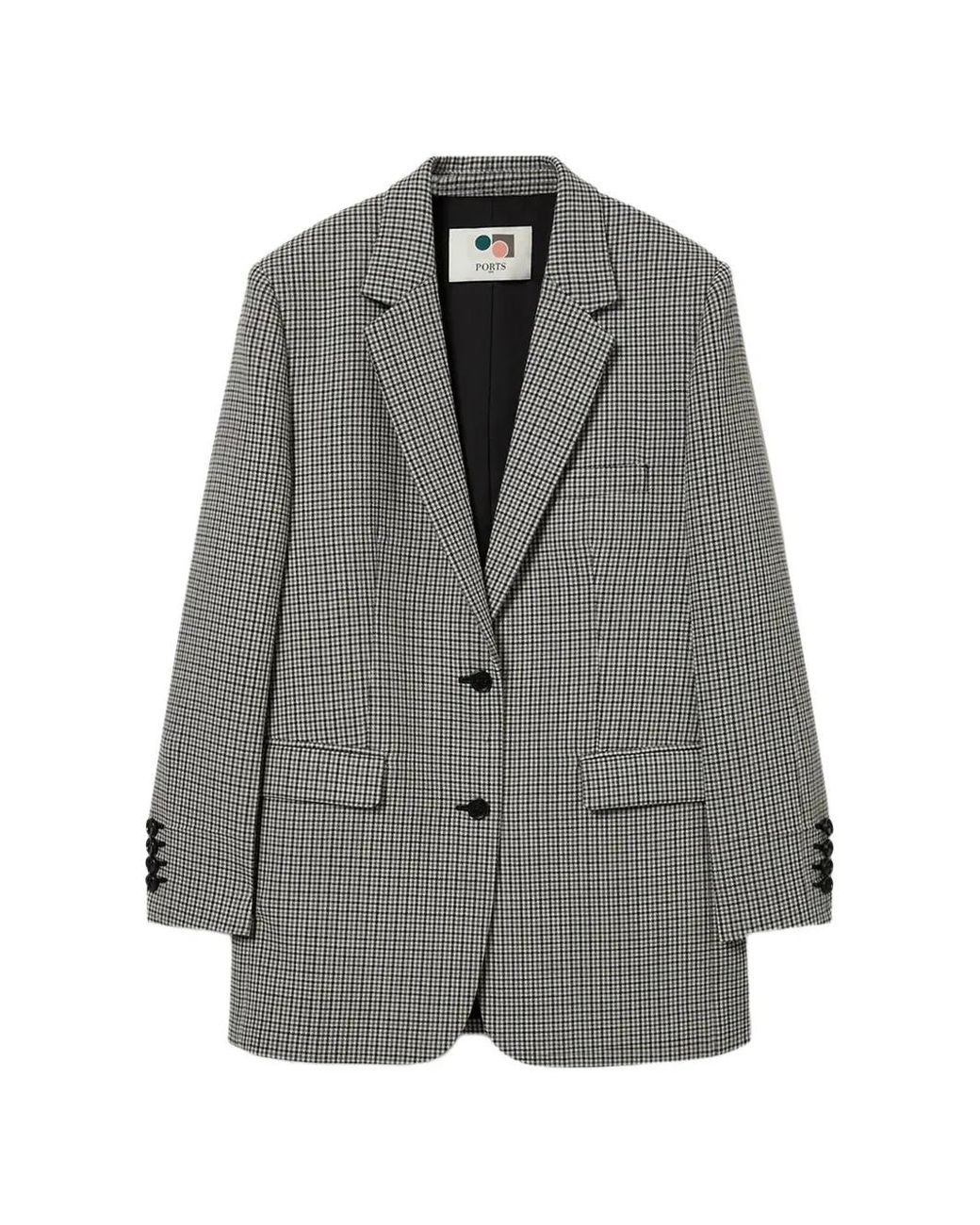 Ports 1961 Gray Check Wool Blazer