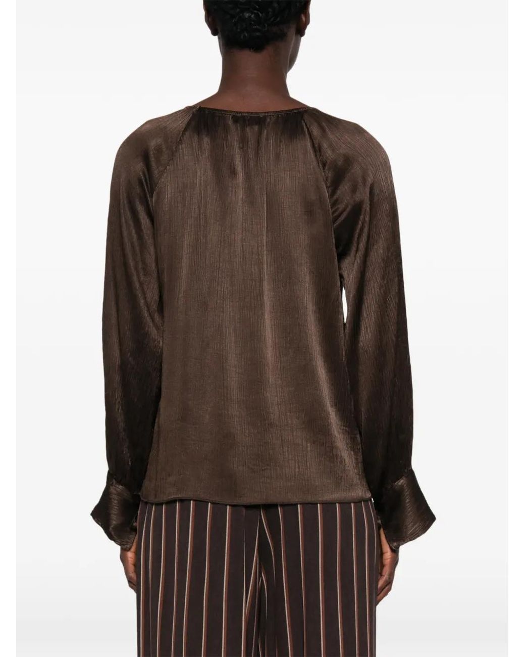 Dixie Brown Crinkled Raglan-Sleeve Top