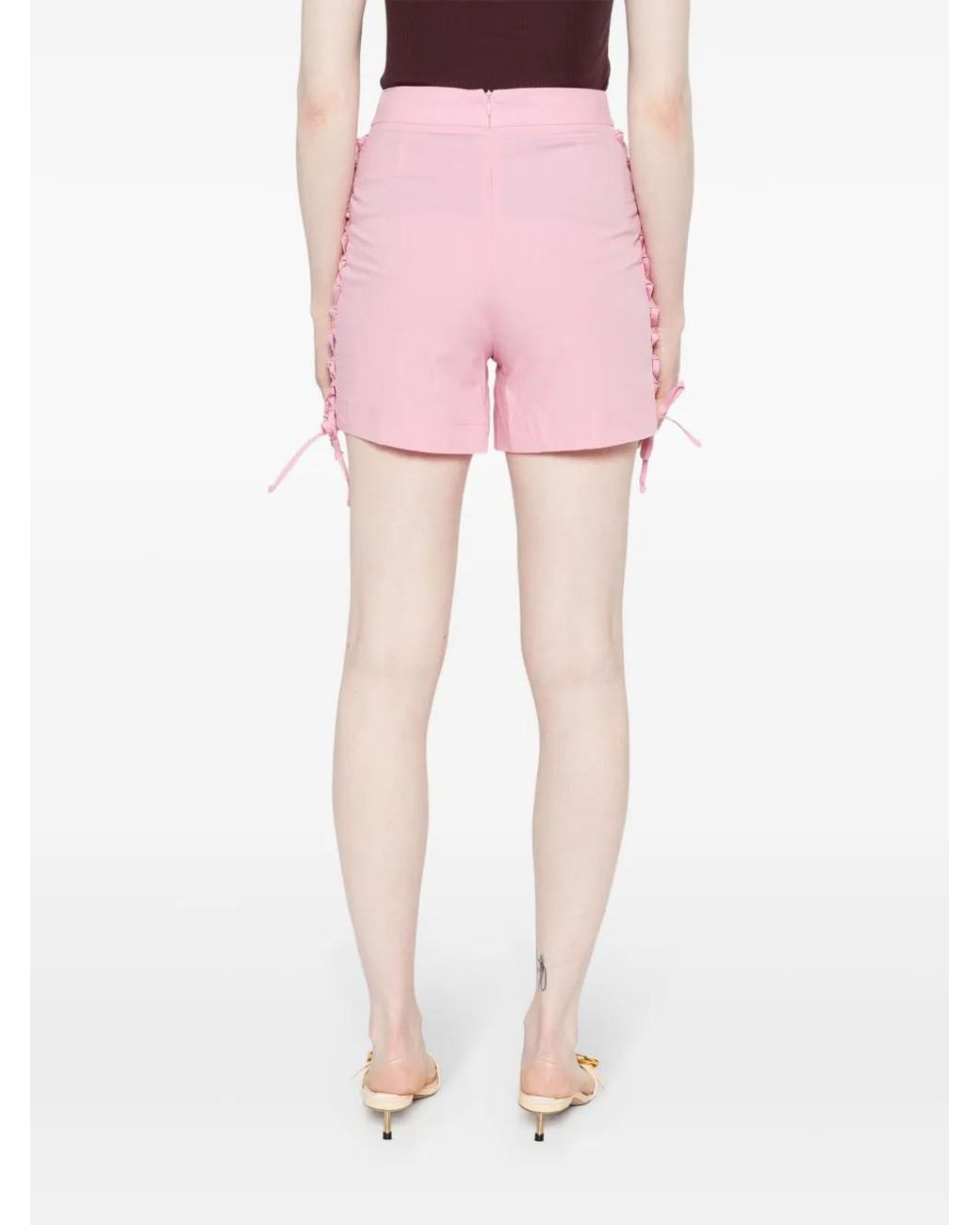 FEDERICA TOSI Pink Lace-Up Poplin Shorts