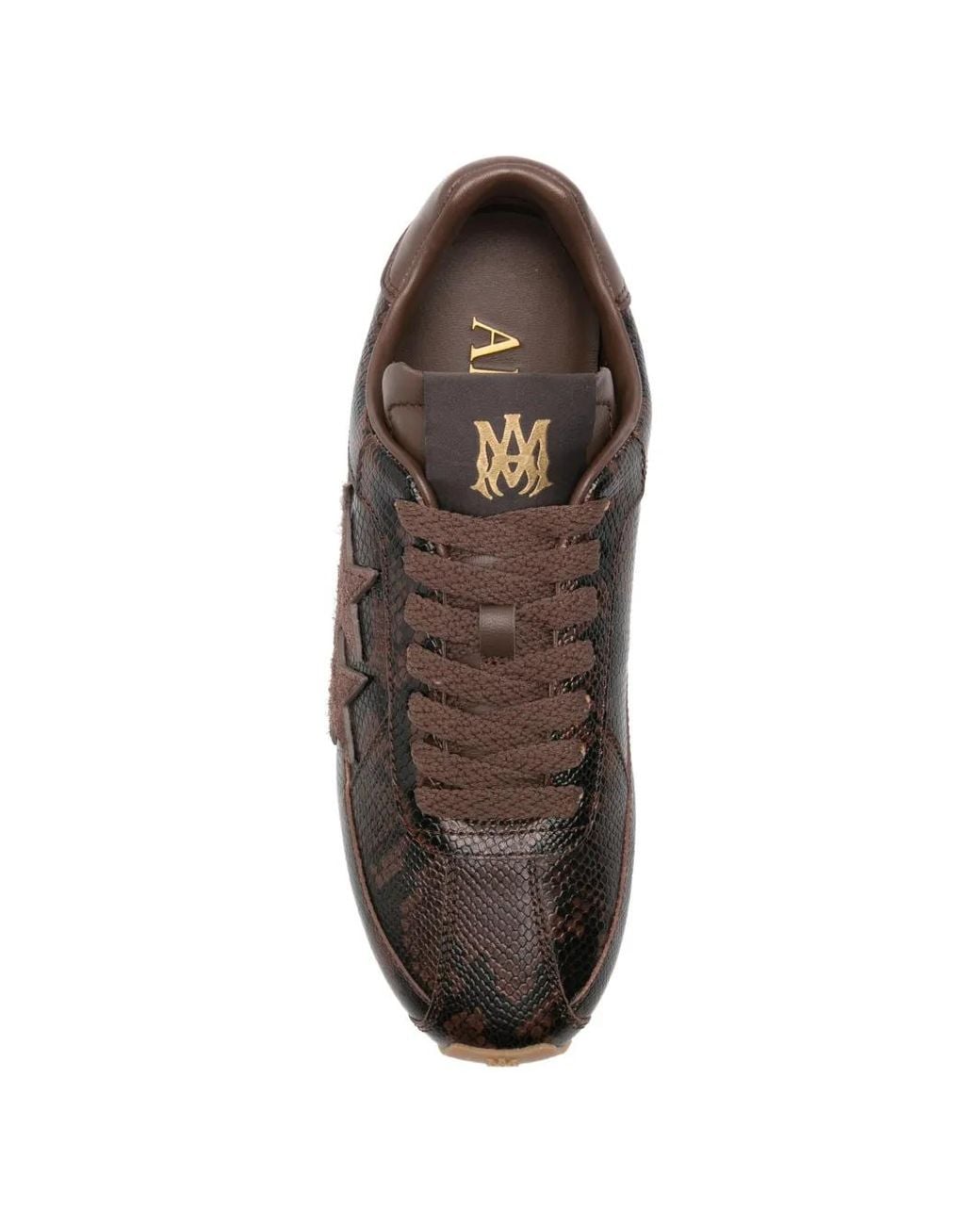 Amiri Brown Python-Effect Star-Patch Sneakers