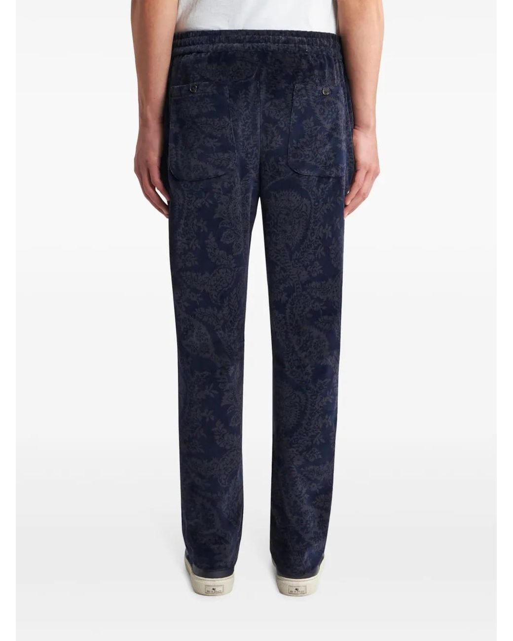 Etro Blue Paisley-Jacquard Slim-Cut Trousers for men