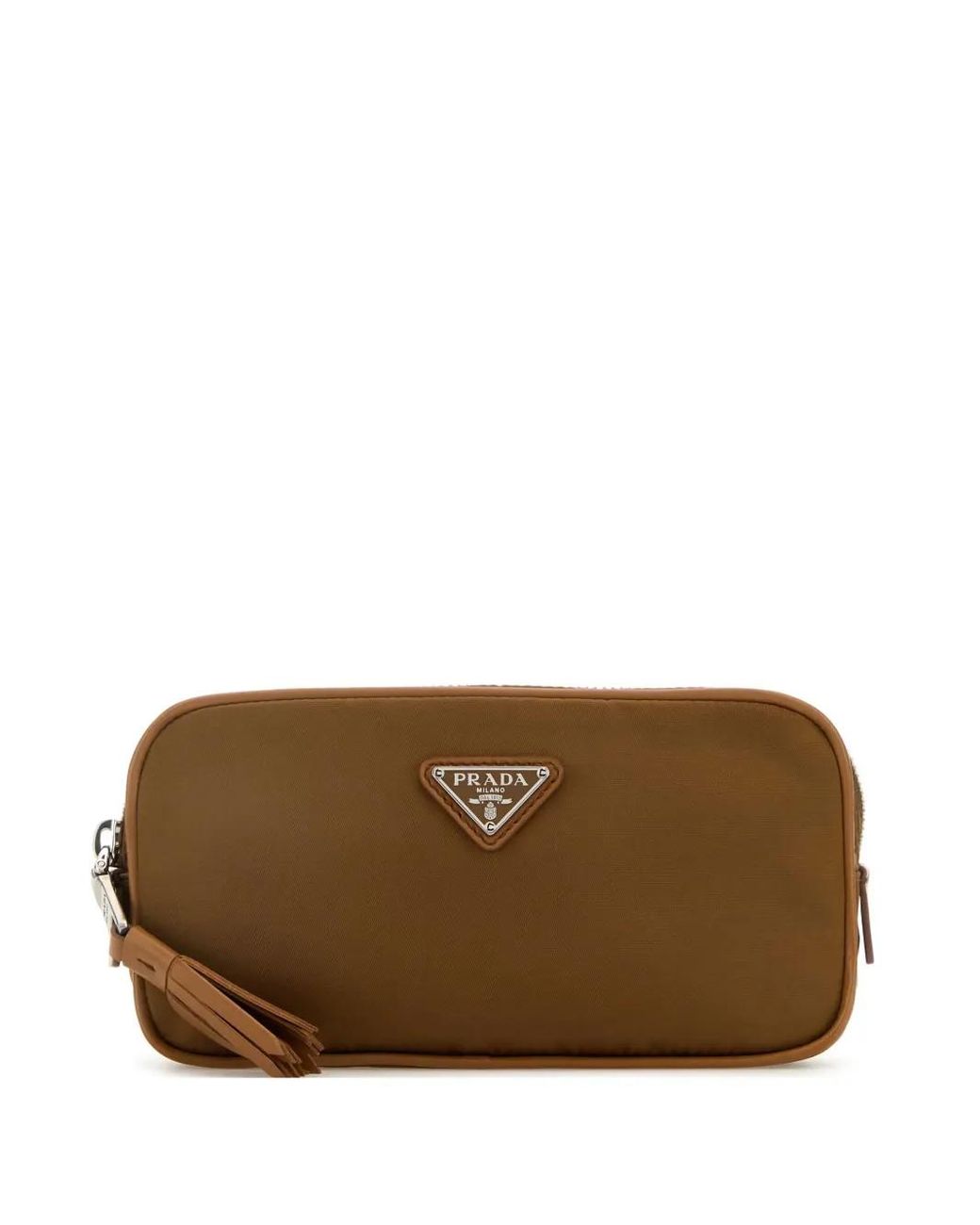 Prada Brown Logo Plaque Belt Bag