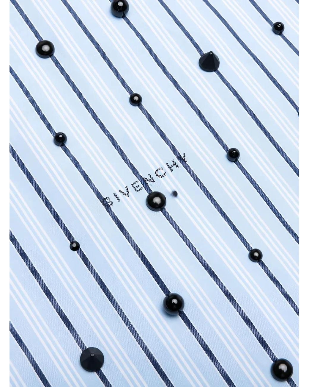 Givenchy Blue Stud-Embellished Striped Shirt for men