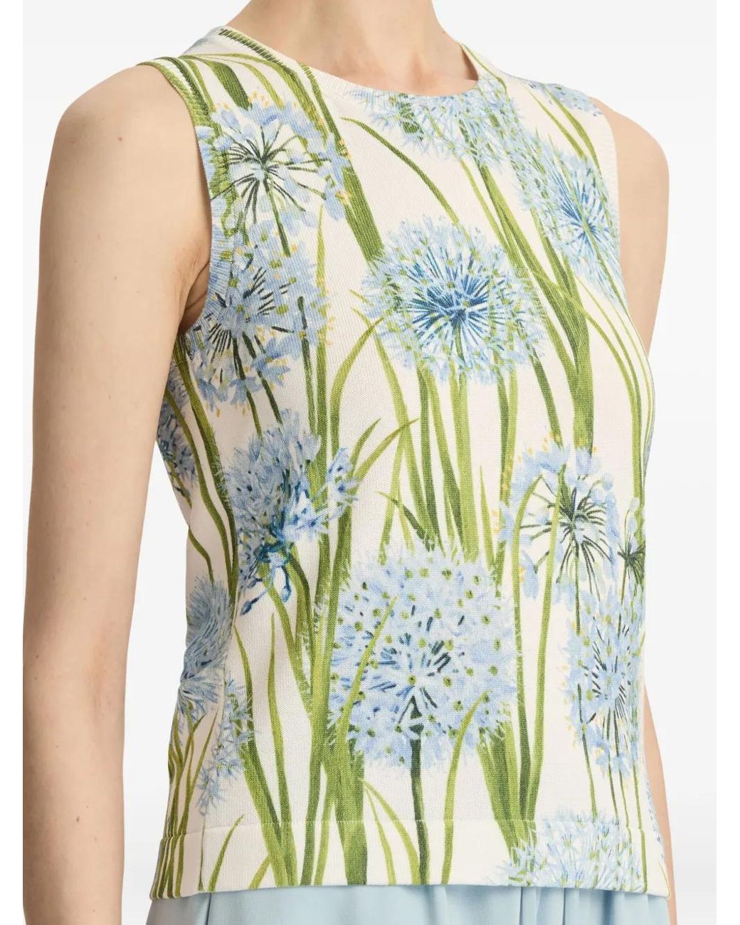 Oscar de la Renta Blue Crew-Neck Top