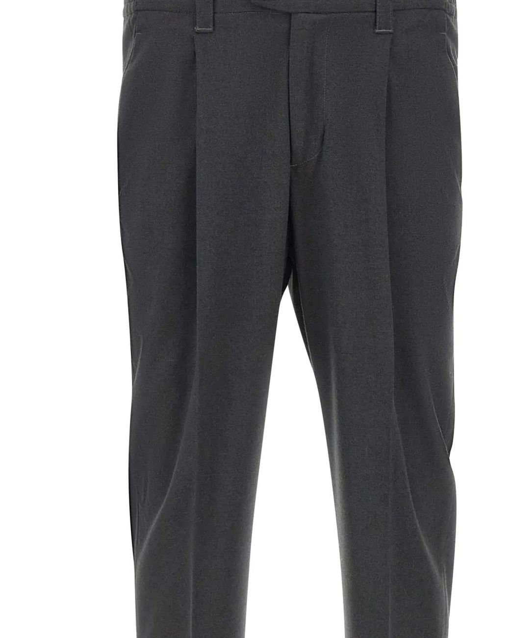 Devore Gray Pleated-Detail Trousers for men