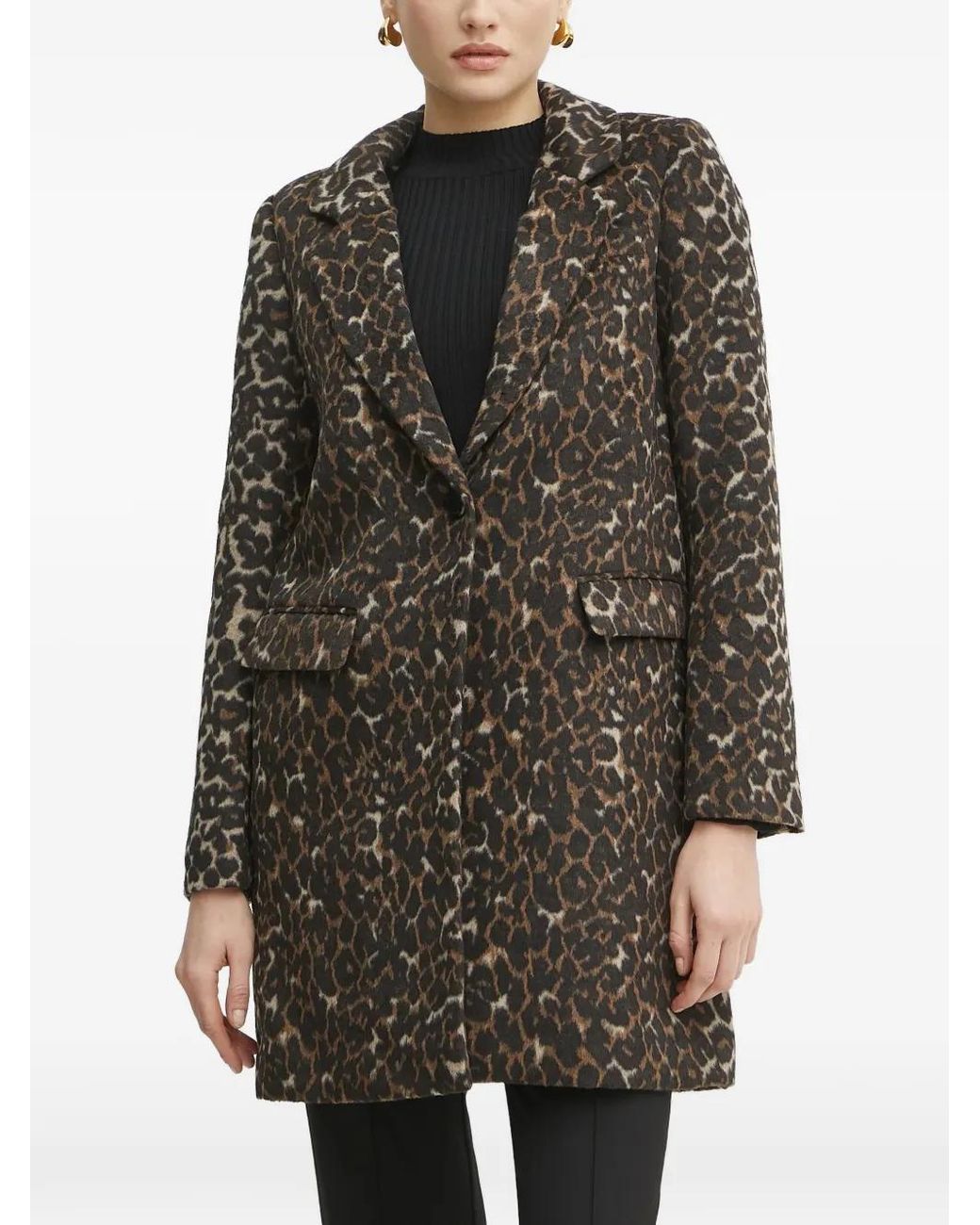 Morgan Black Leopard-Print Coat