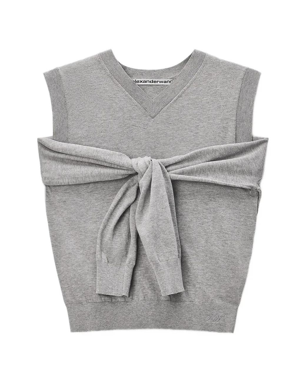 Alexander Wang Gray Layered V-Neck Vest With Tie-Front Cardigan Detail