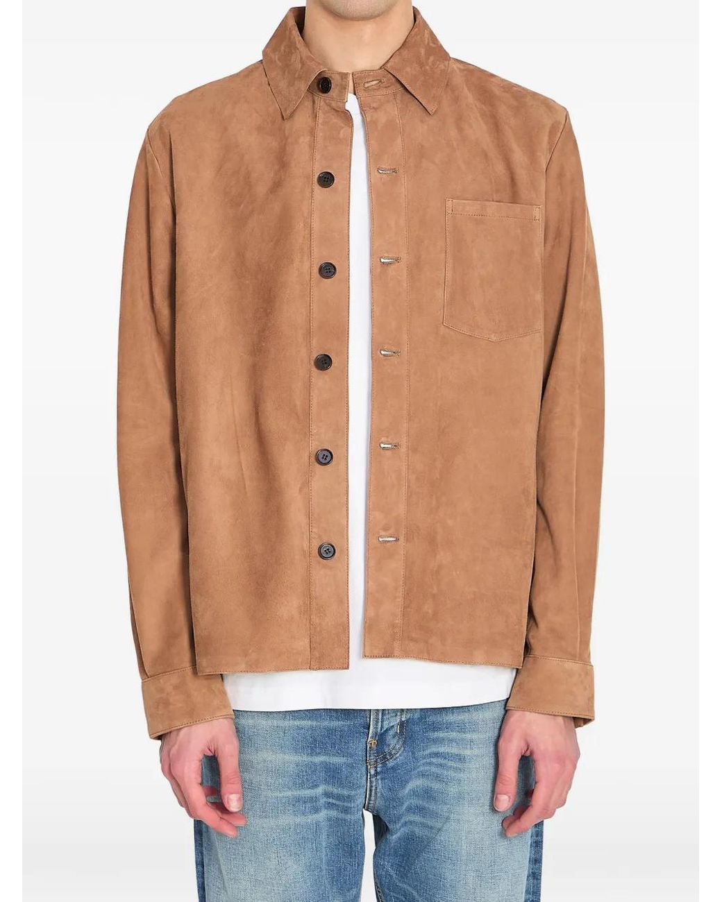 Arma Blue Button Suede Overshirt for men