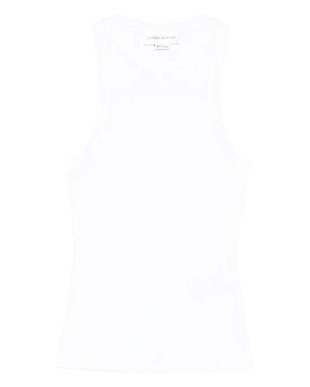 Victoria Beckham White Ribbed Tank Top