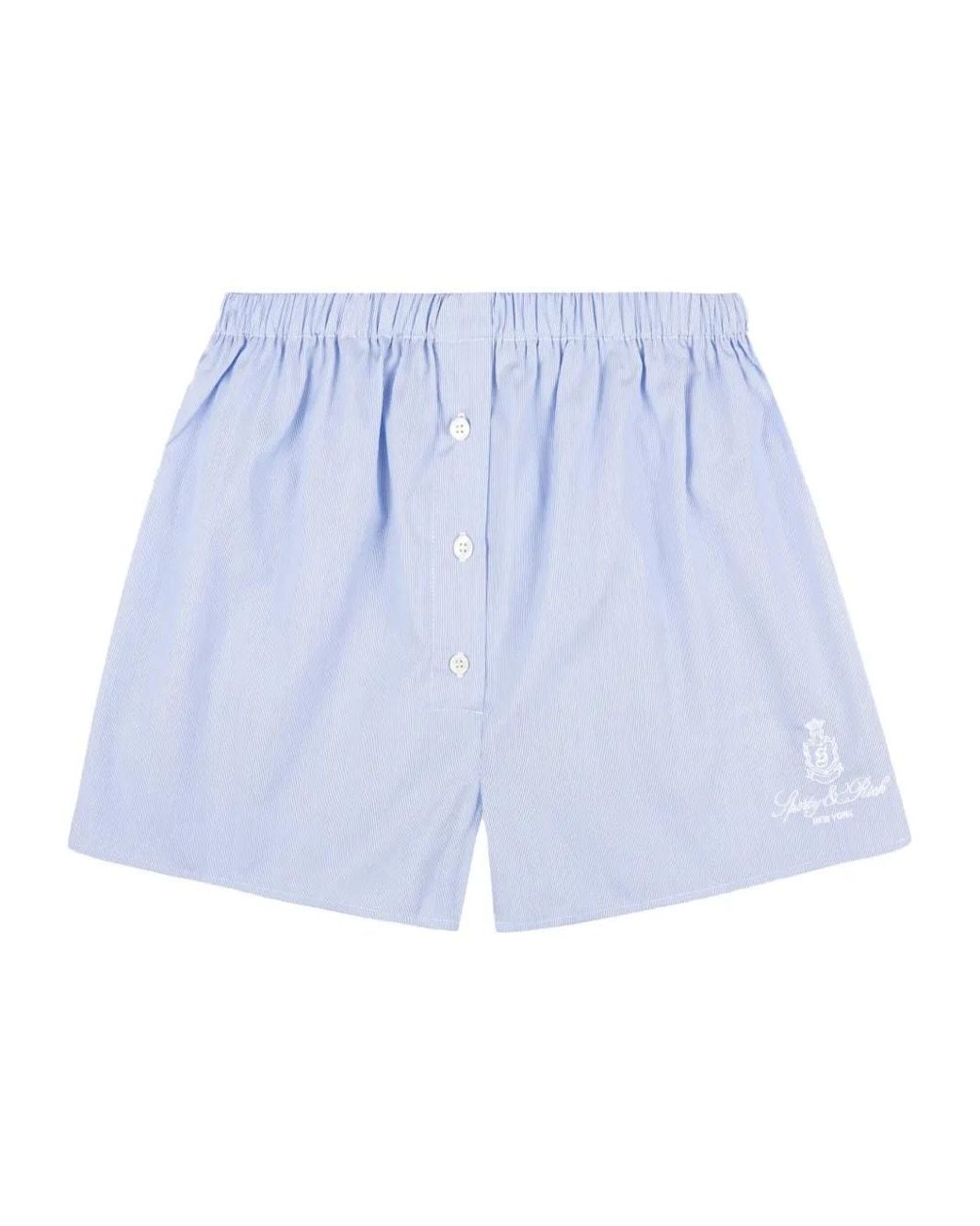Sporty & Rich Blue Striped Button-Fly Shorts