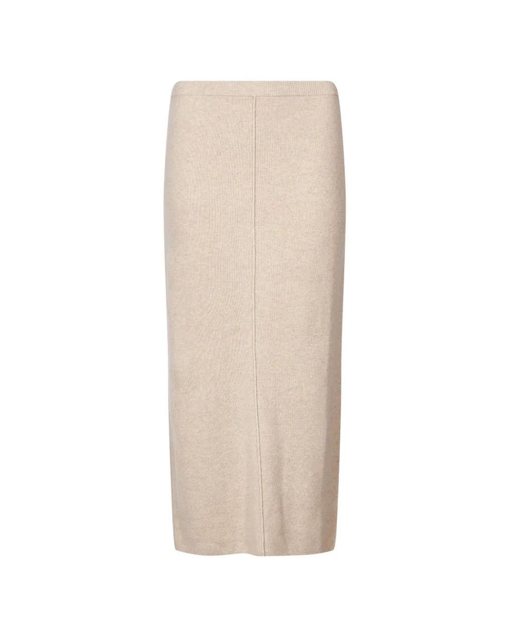 Antonelli Natural Florida Ribbed-Trim Pencil Skirt