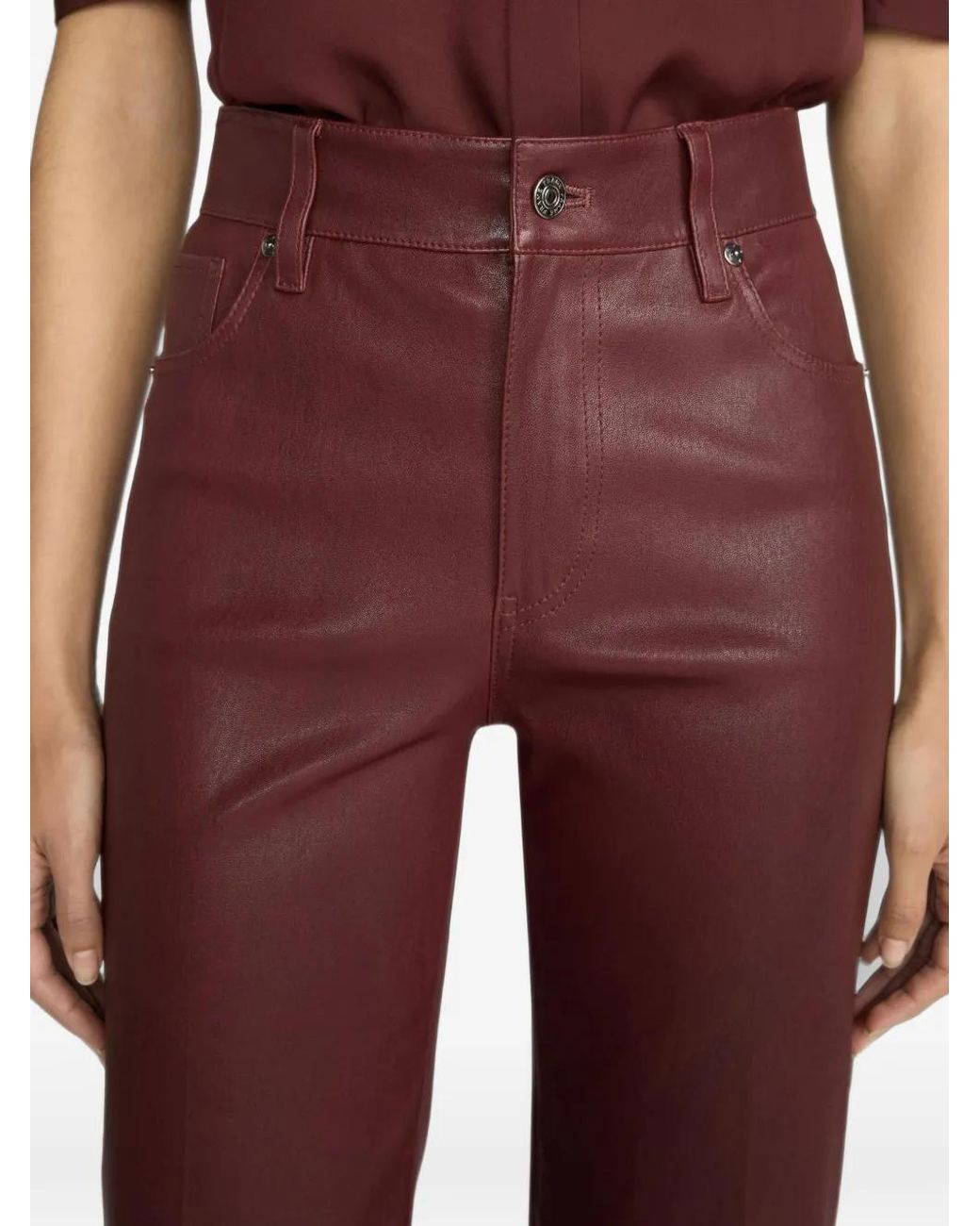 FRAME Purple High-Waisted Wide-Leg Trousers