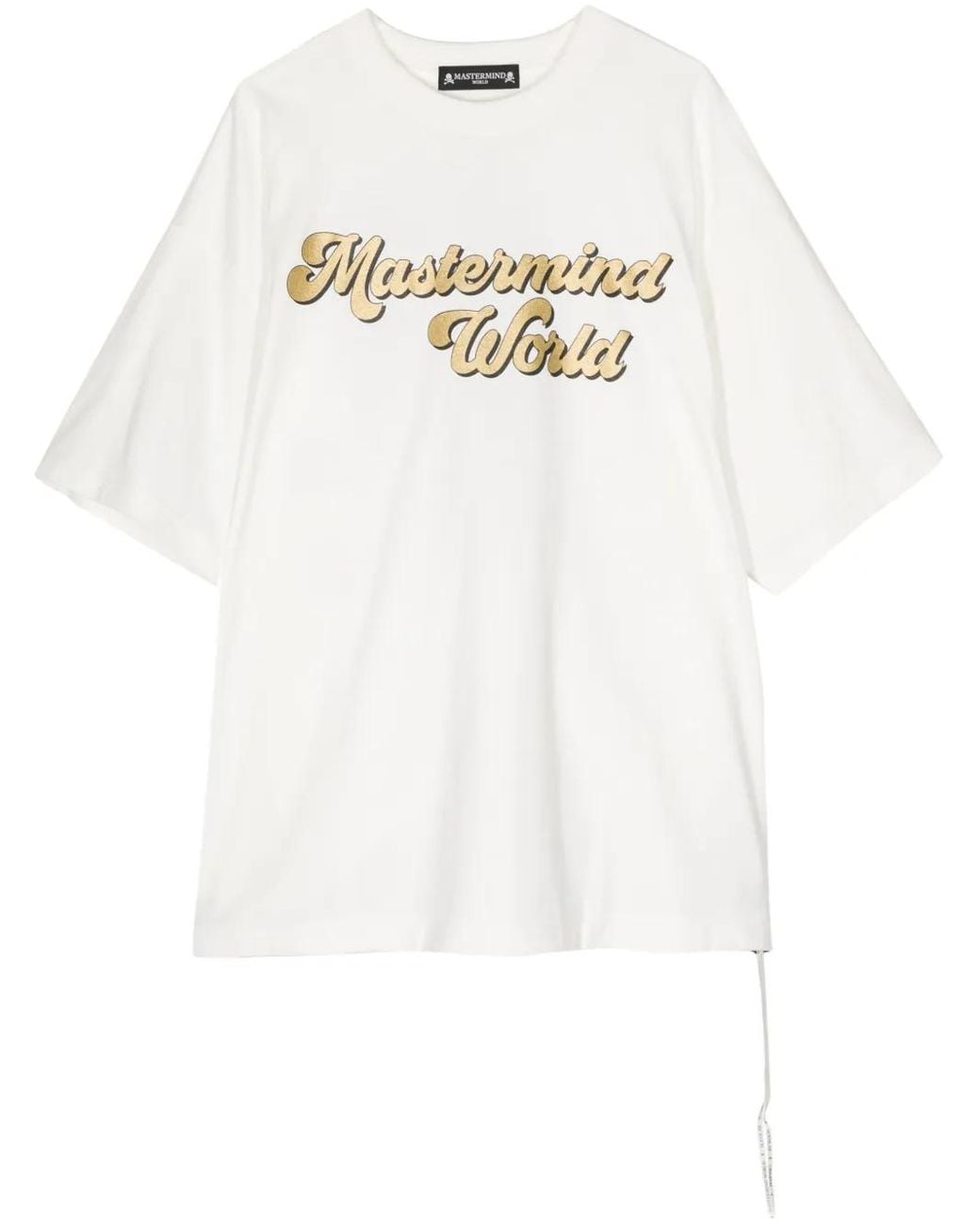 MASTERMIND WORLD White Glitter Skull Cotton T-Shirt for men