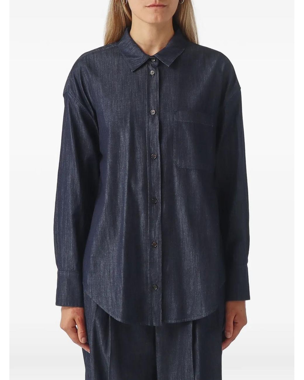 Max Mara Blue Long-Sleeve Denim Shirt