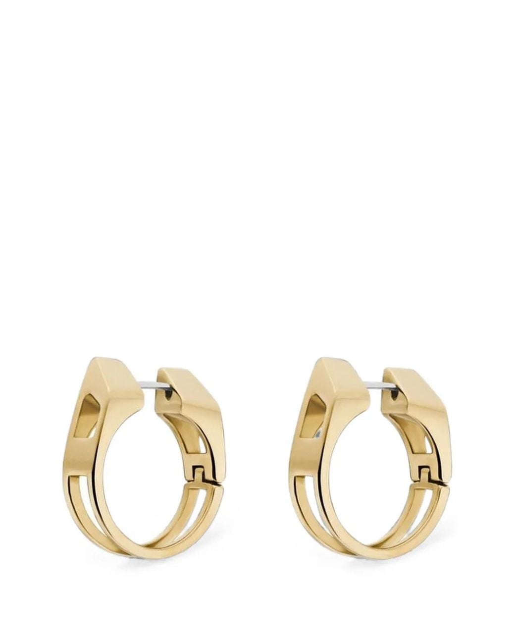 DIESEL Metallic D Logo Hoop Earrings