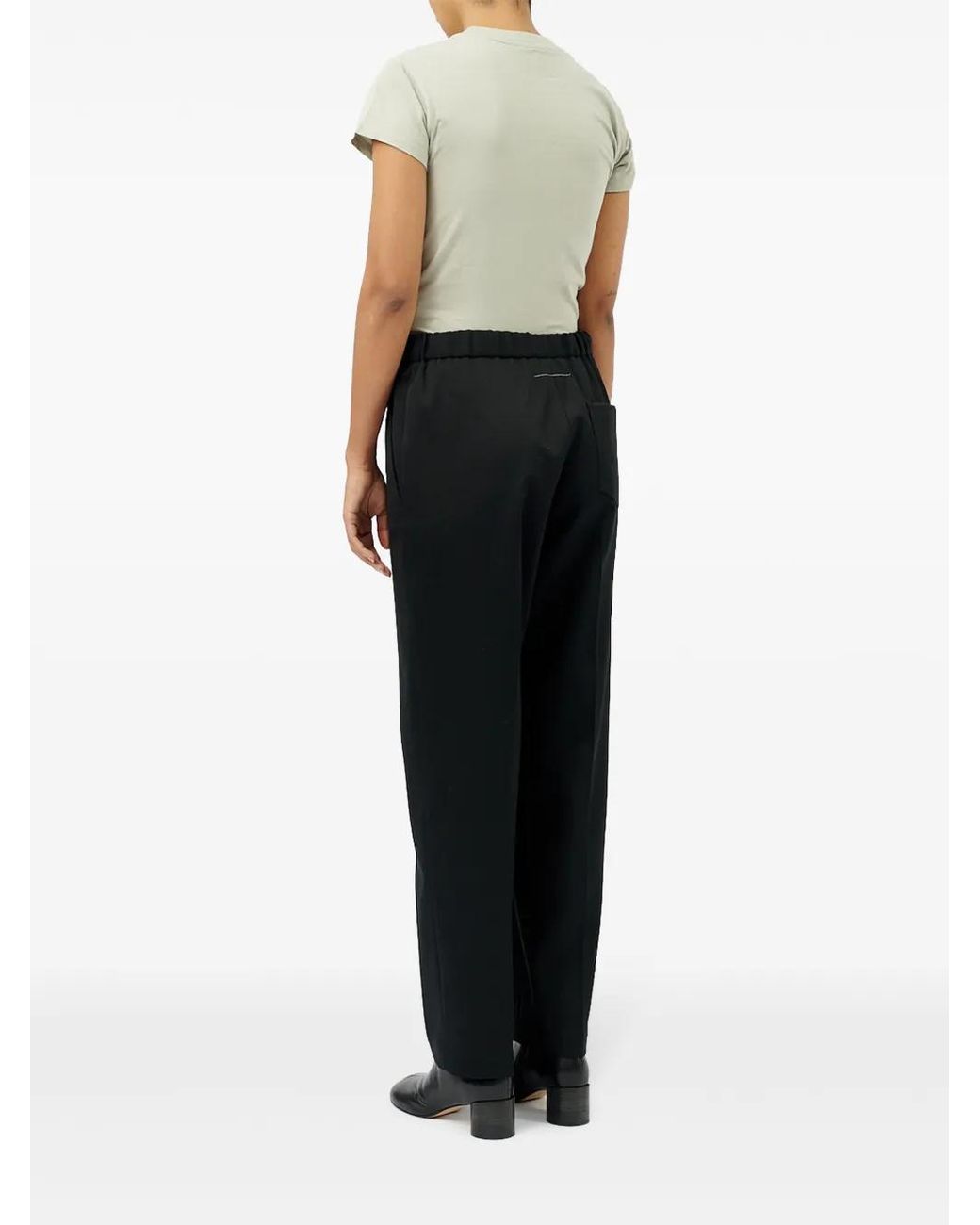 MM6 by Maison Margiela Black Drawstring Tailoring Wool Trousers
