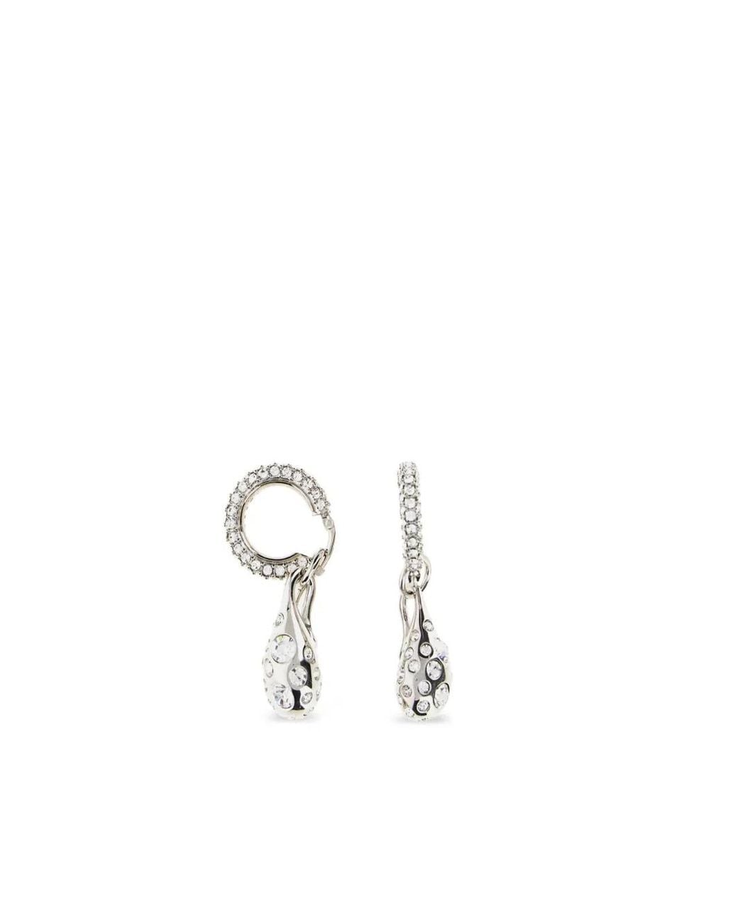Marni White Crystal-Embellished Hoop Earrings