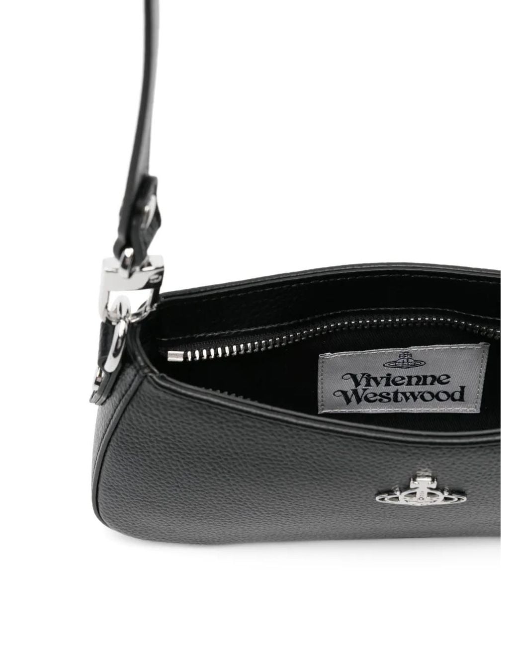 Vivienne Westwood Black Orb-Plaque Leather Shoulder Bag