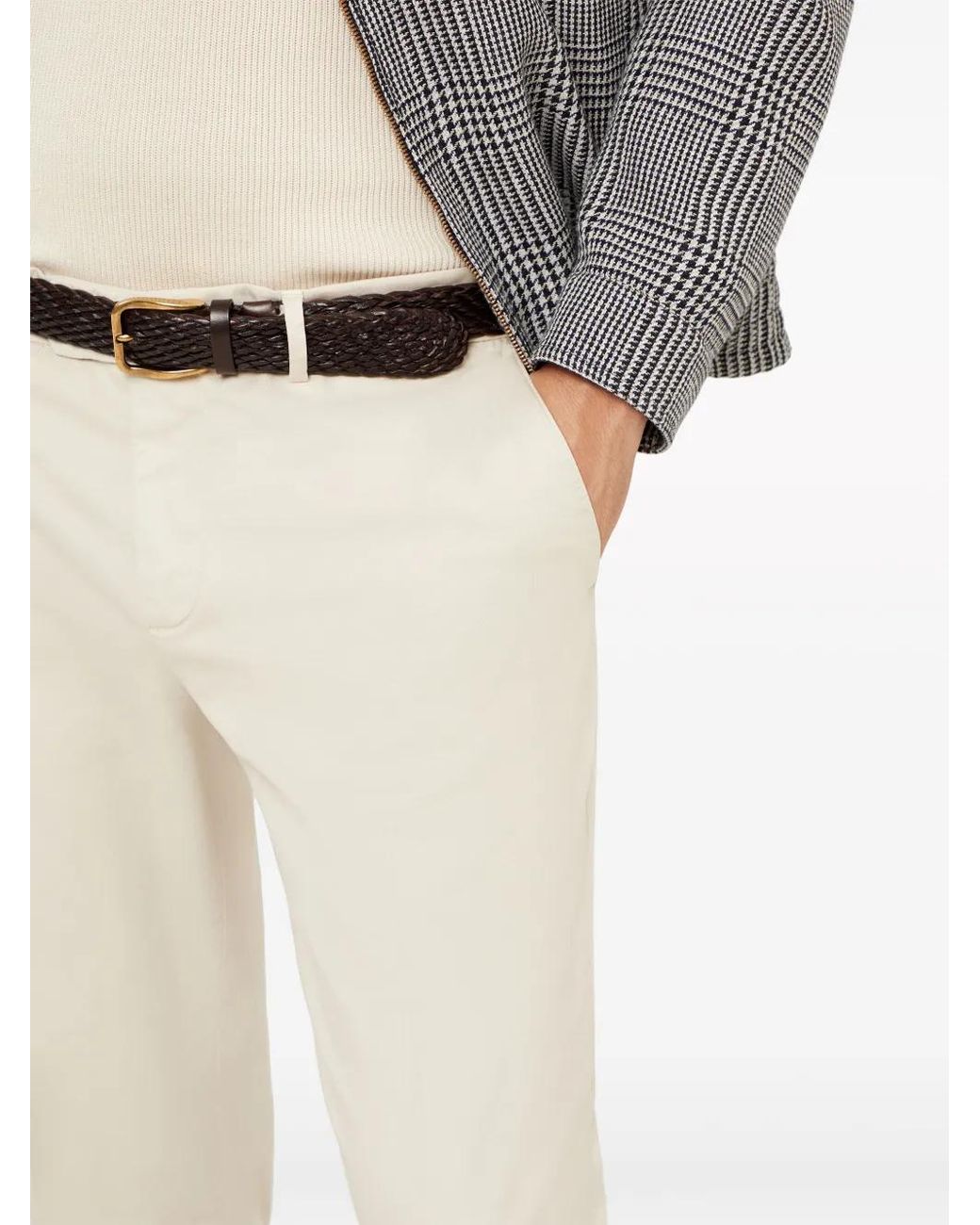Brunello Cucinelli Pink Gabardine Garment Dyed Pants for men