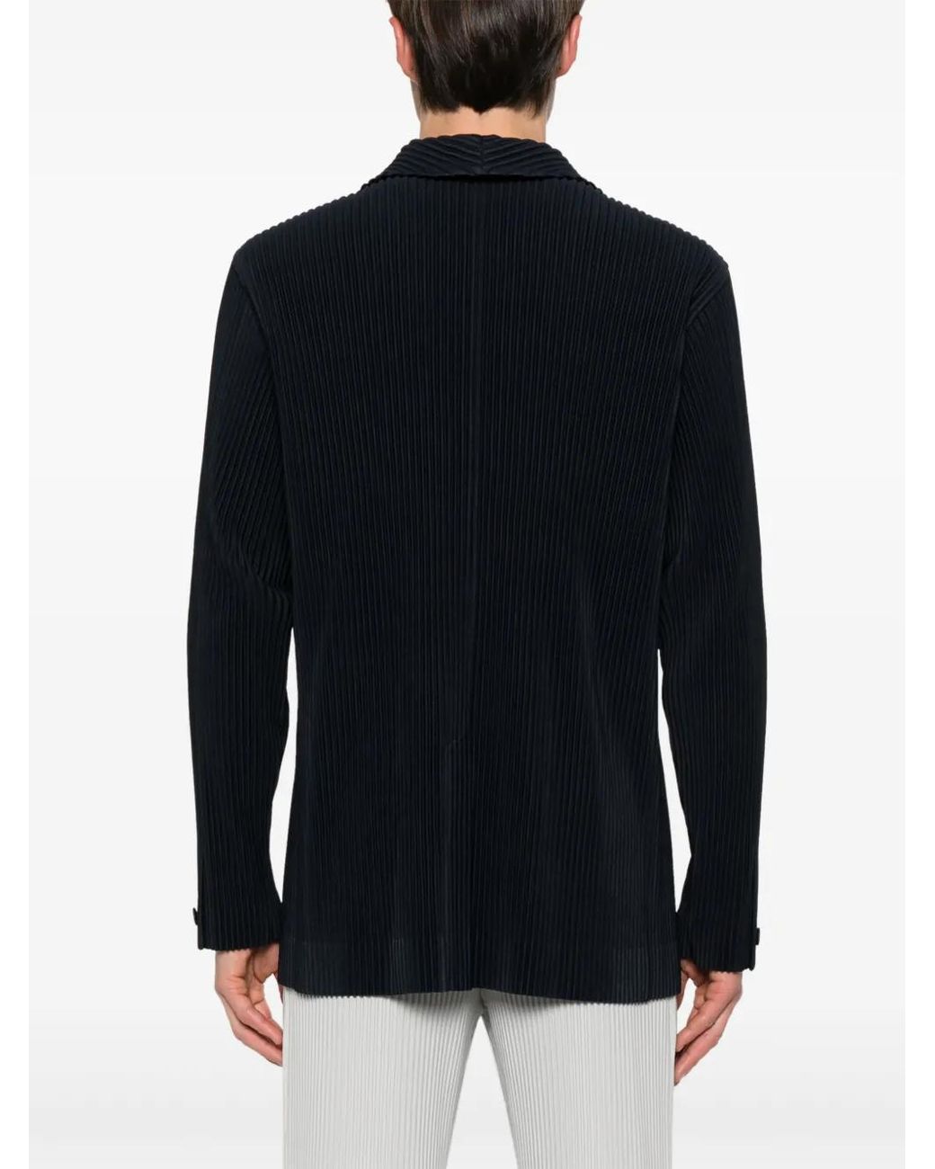 Homme Plissé Issey Miyake Blue Pleated Single-Breasted Jacket for men
