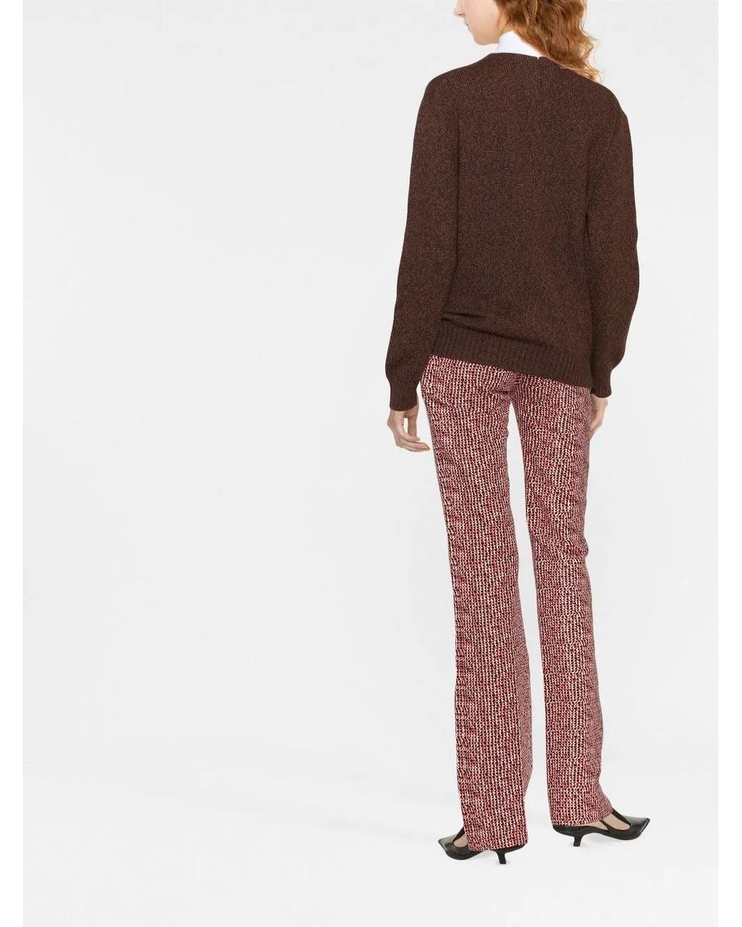 Pull En Cachemire Mélangé À Col V Prada en coloris Brown