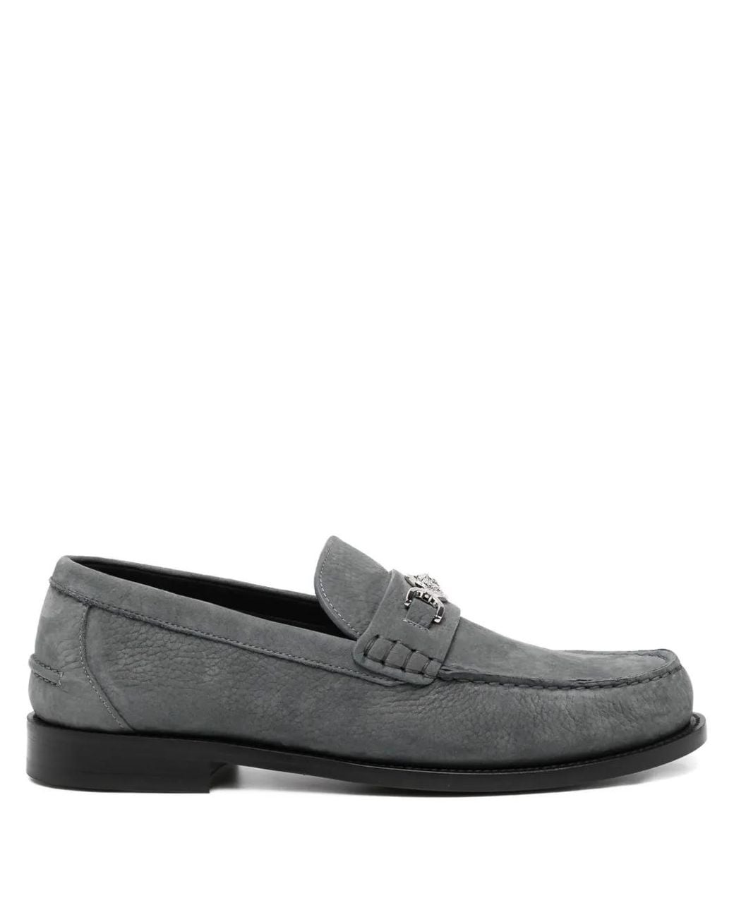 Versace Gray Medusa '95 Leather Loafers for men