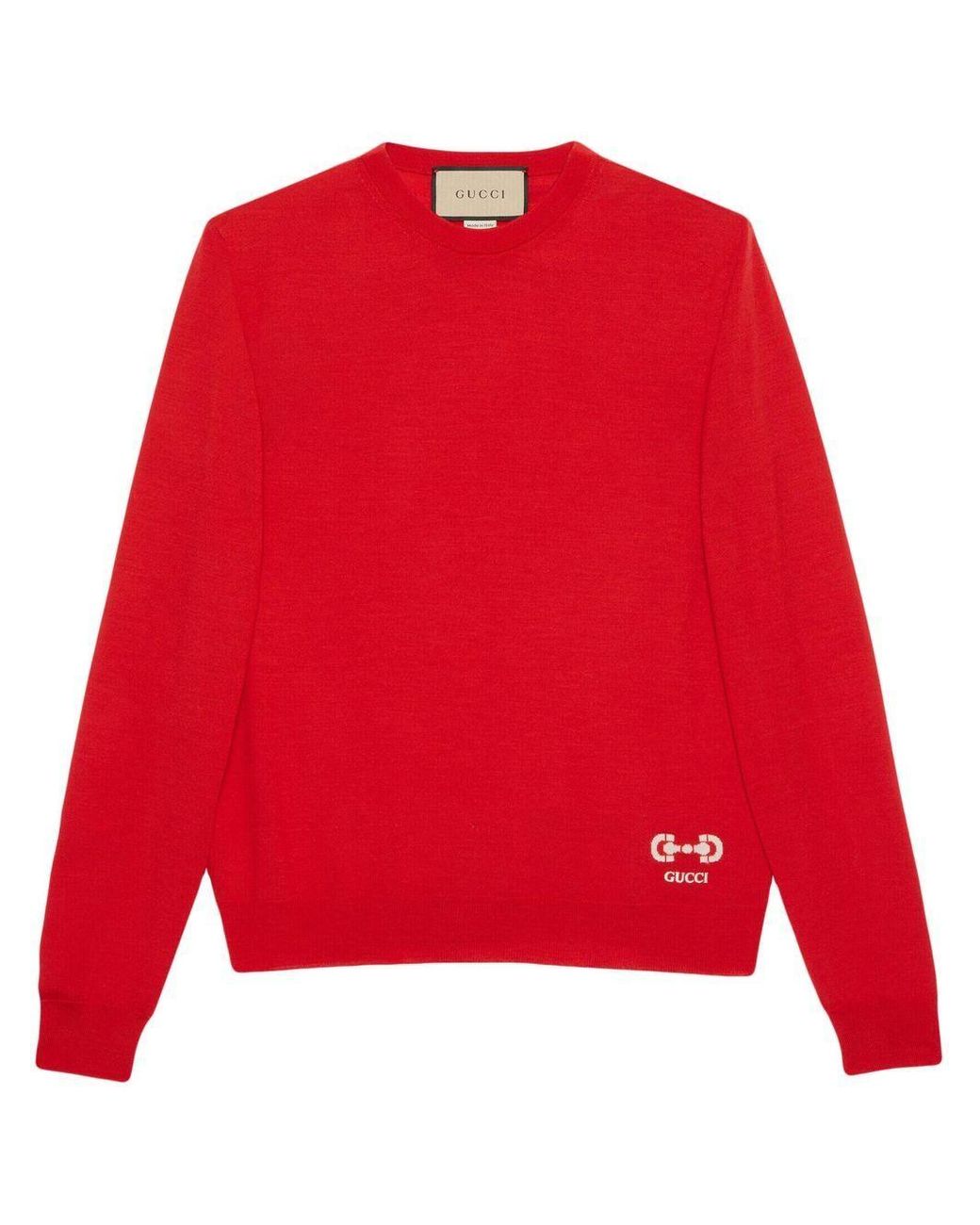 Gucci Logo-knit Crew-neck Jumper in Red | Lyst Australia
