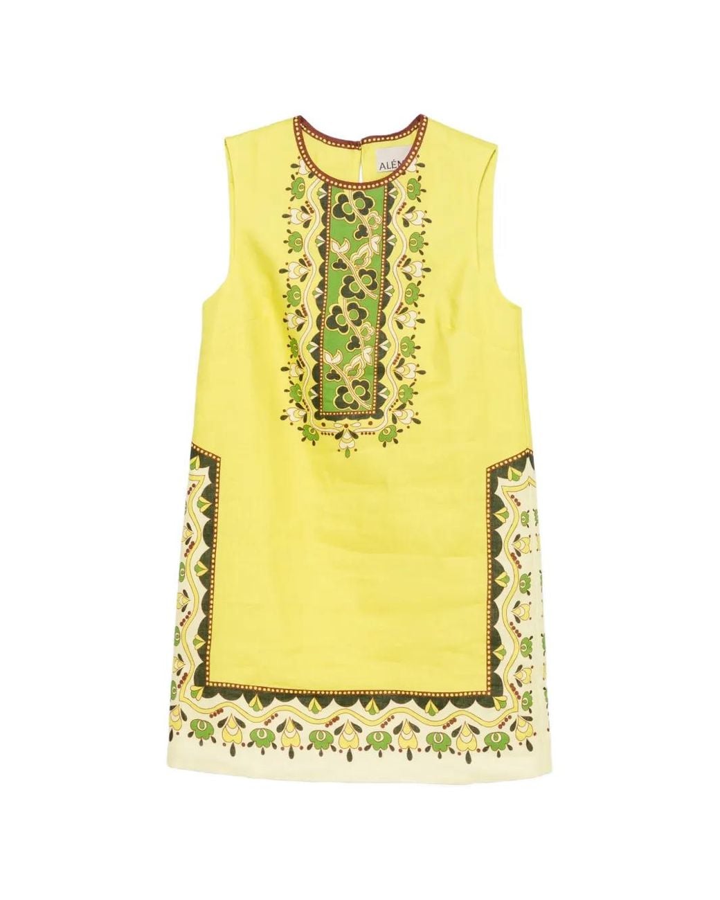 ALÉMAIS Yellow Robe Courte Bridgette À Fleurs
