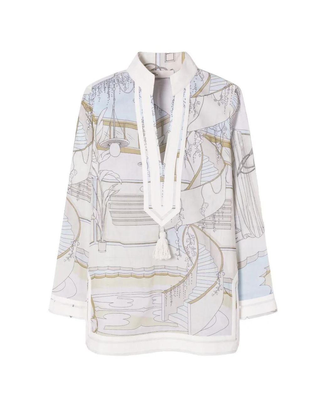 Tory Burch White Printed Tory Tunic