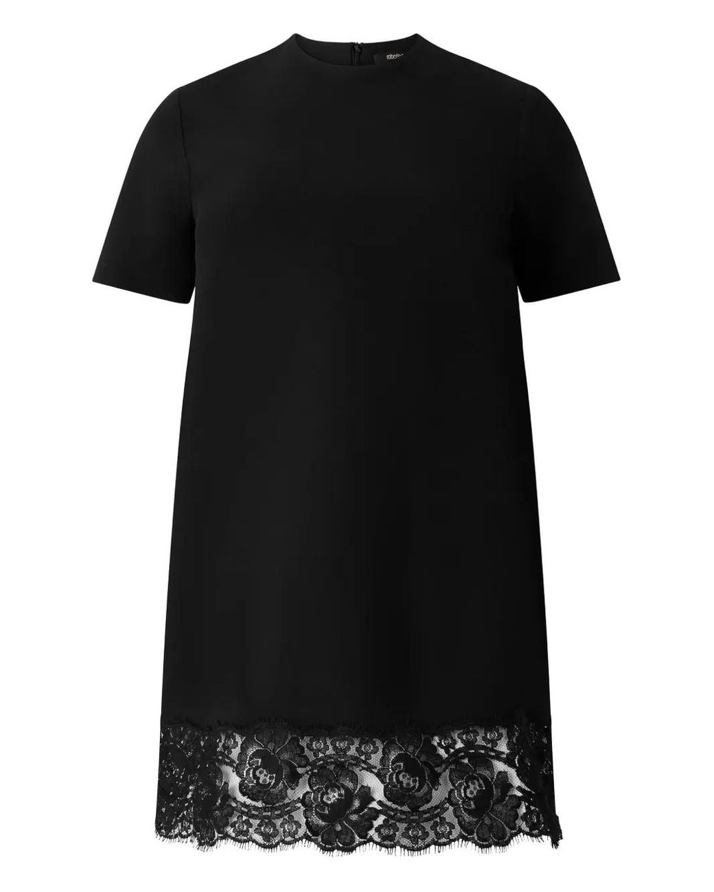Roberto Cavalli Black Lace-Hem Mini Dress