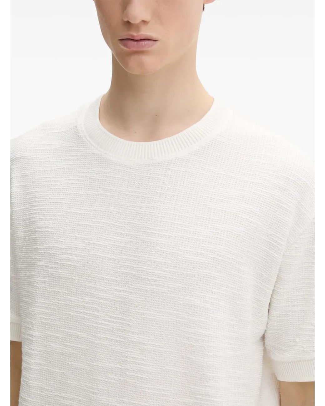 Marc O' Polo White Textured Short-Sleeve T-Shirt for men