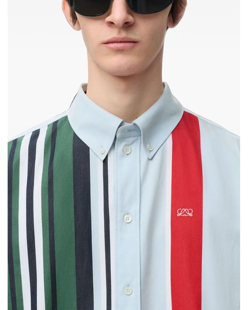 Loewe Blue Anagram Striped Shirt for men
