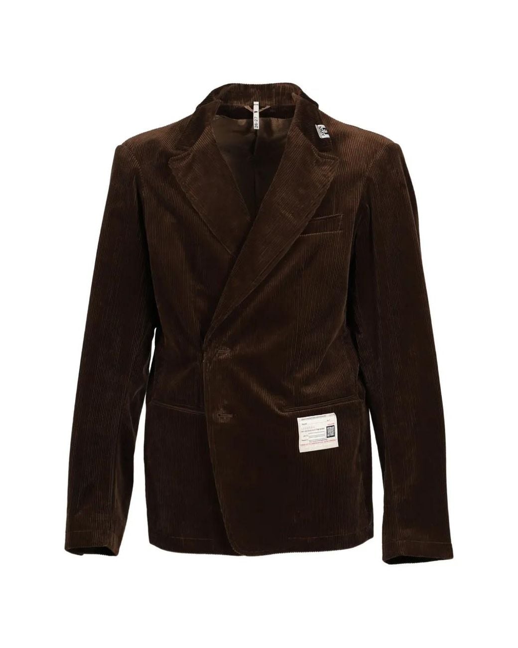 Maison Mihara Yasuhiro Brown Veste De Costume En Velours Côtelé for men