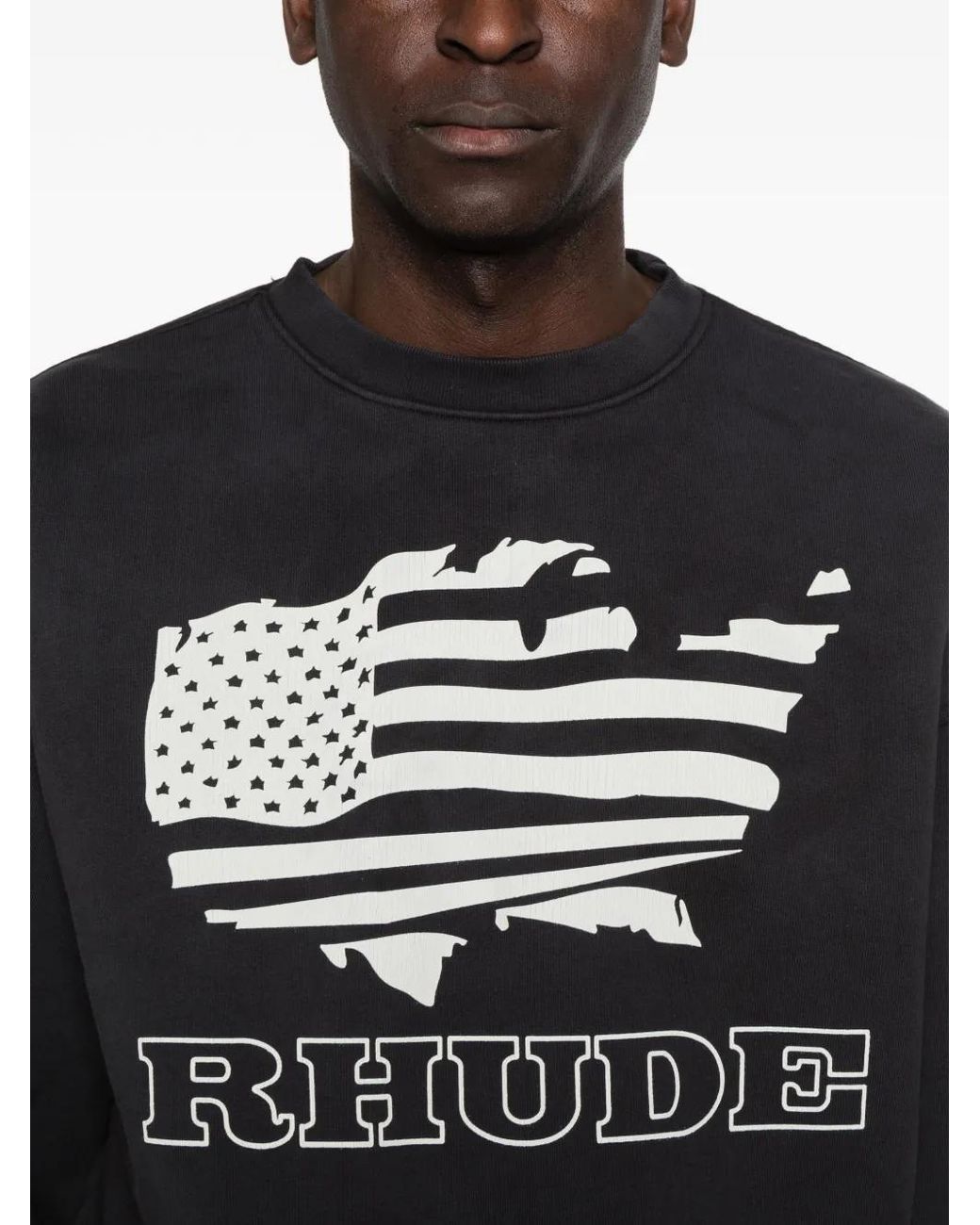 Rhude Black Banner Crewneck for men