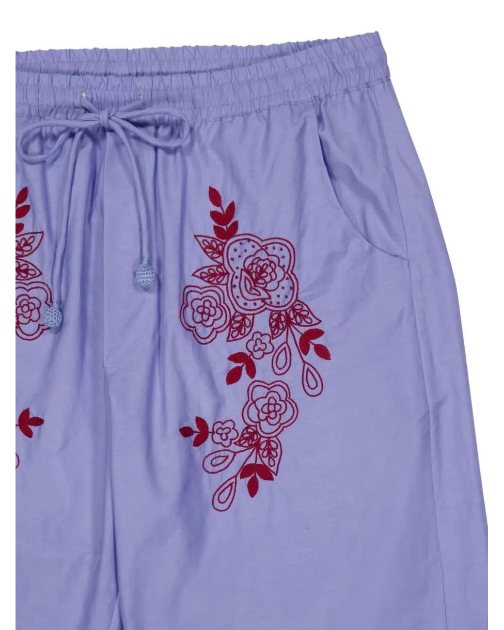 BAZISZT Blue Floral-Embroidered Trousers for men