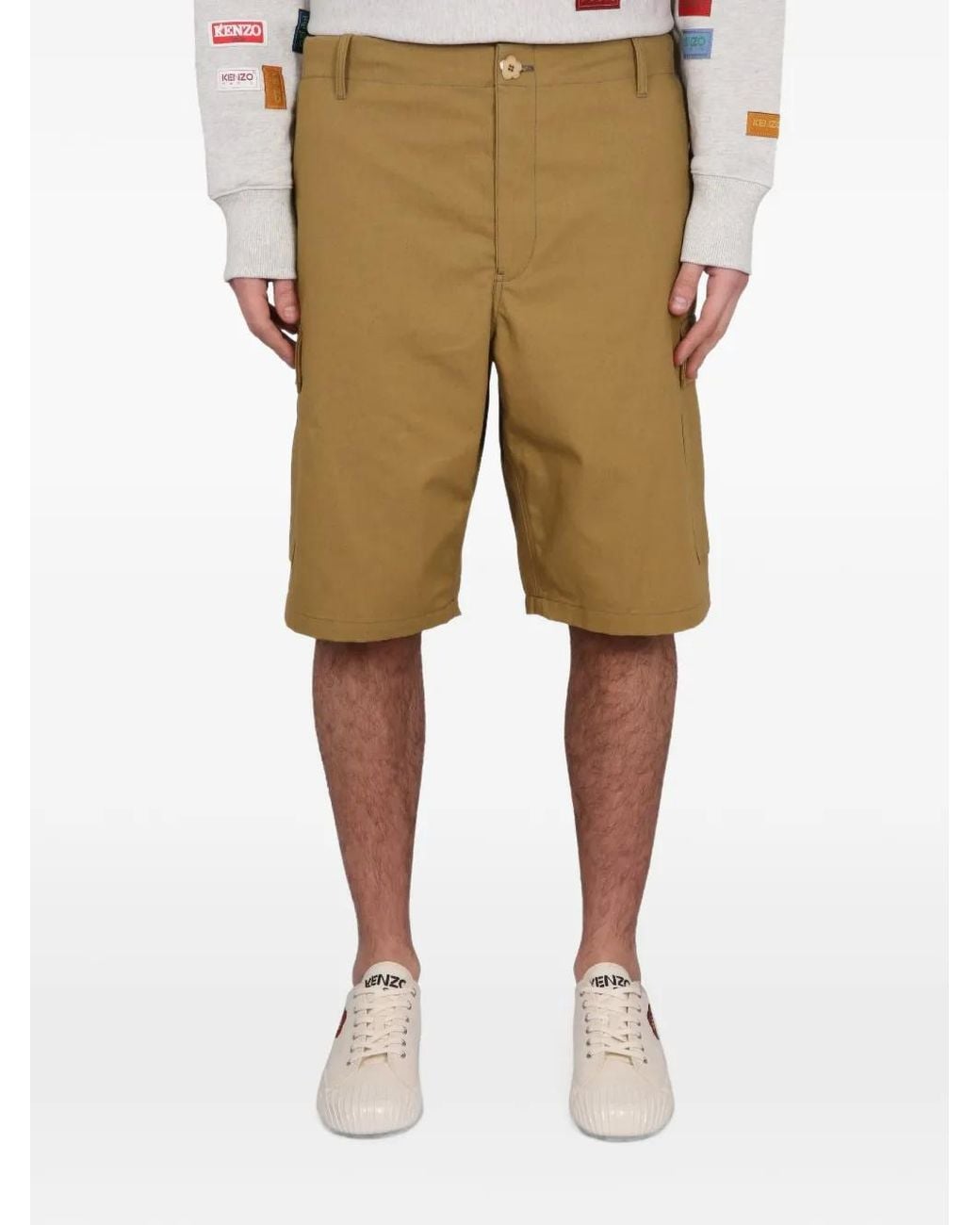 KENZO Natural Patch-Pocket Cargo Shorts for men