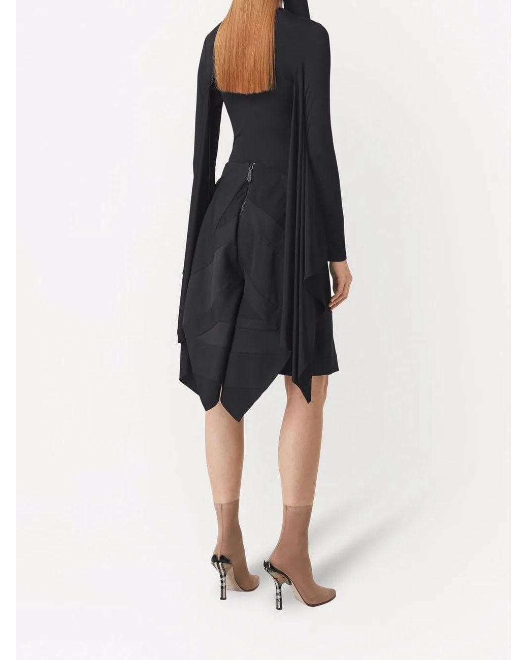Burberry Black Flag Drape-Detail Skirt