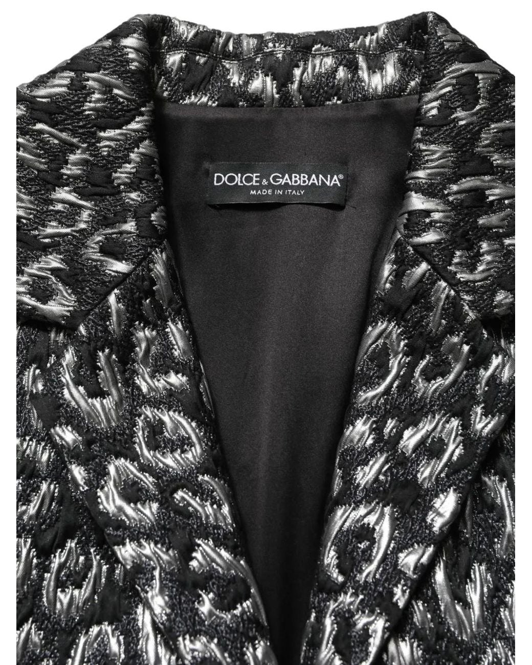 Dolce & Gabbana Black Leopard-Jacquard Crystal-Embellished Coat