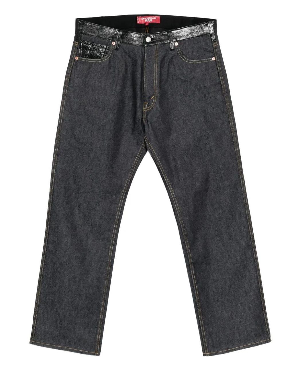 Junya Watanabe Gray Leather-Patch Jeans for men