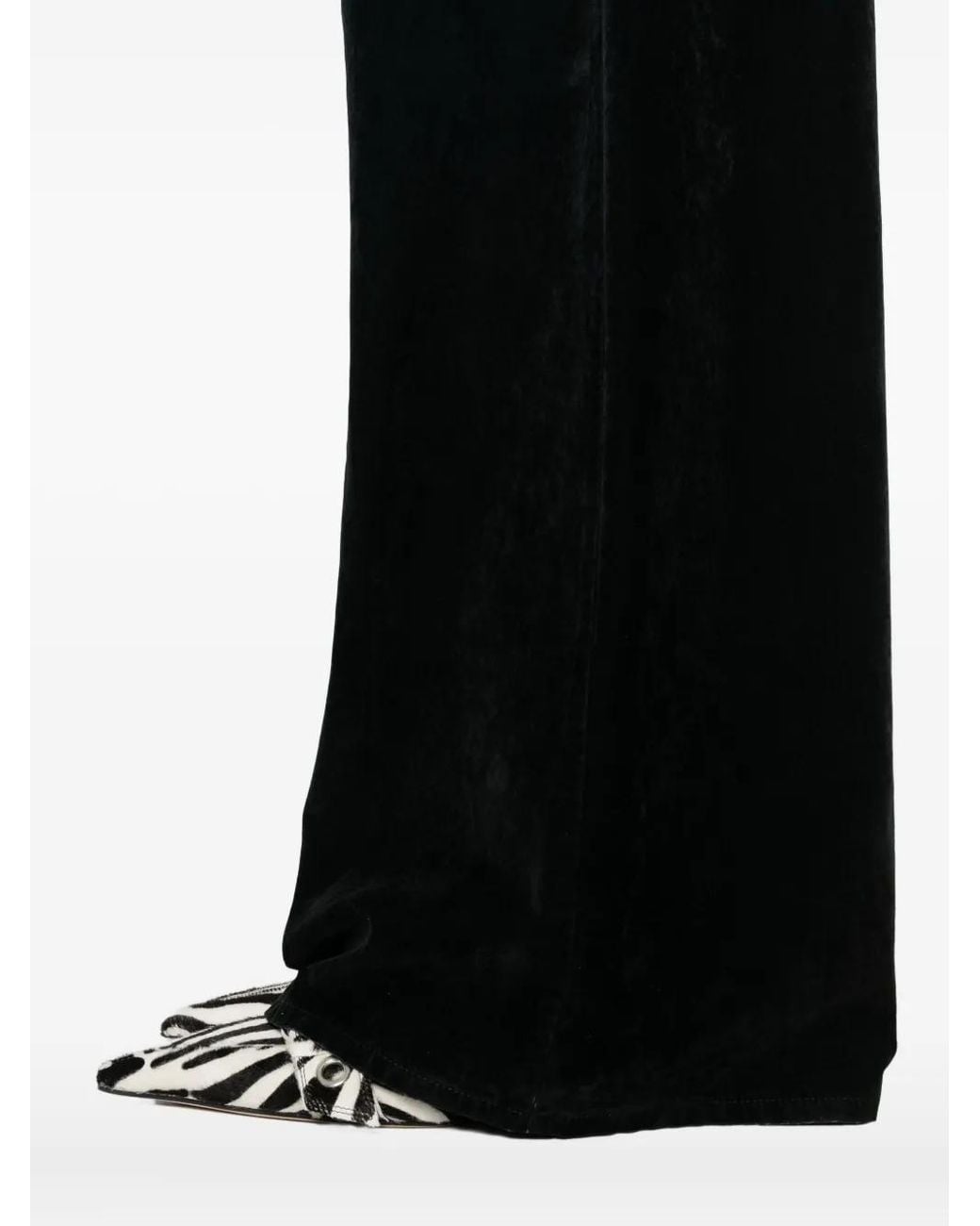 Forte_forte Black Flocked Cotton 5 Pockets Pants Clothing